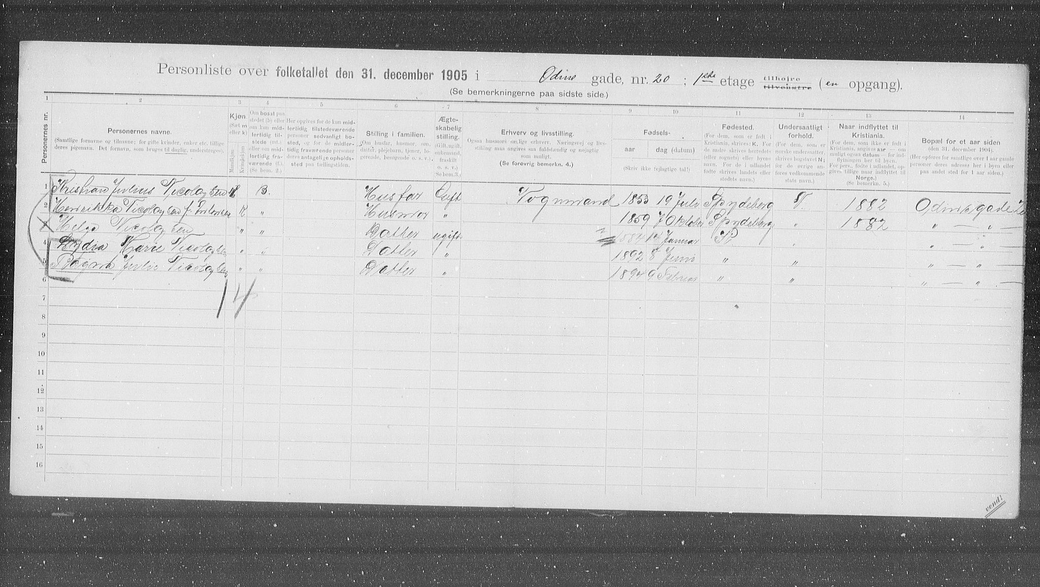 OBA, Municipal Census 1905 for Kristiania, 1905, p. 39468