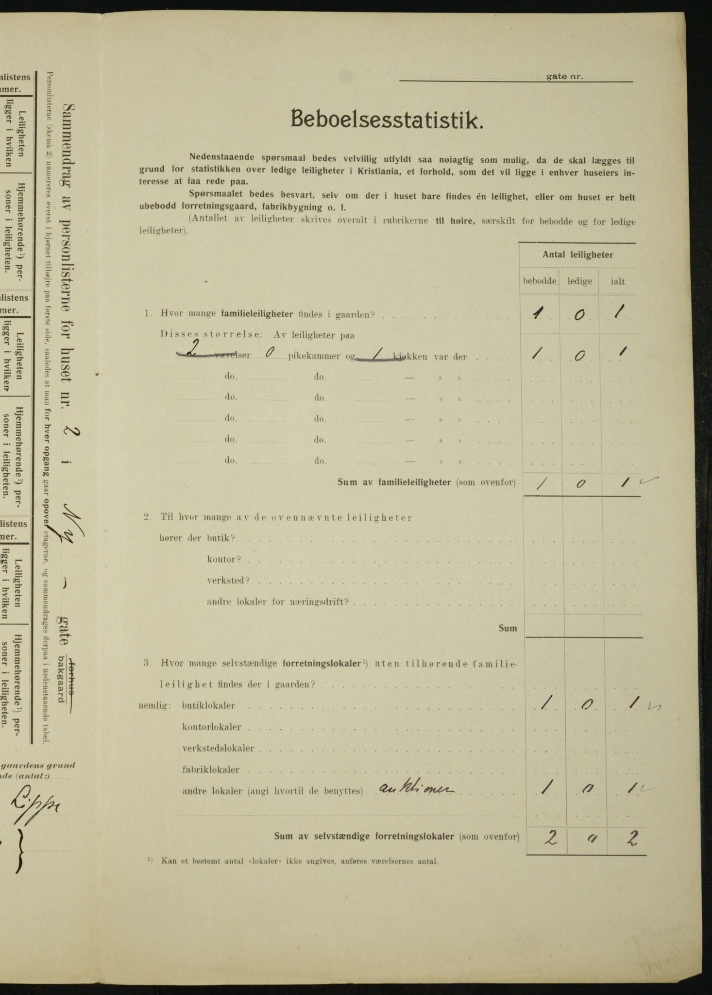 OBA, Municipal Census 1910 for Kristiania, 1910, p. 71377