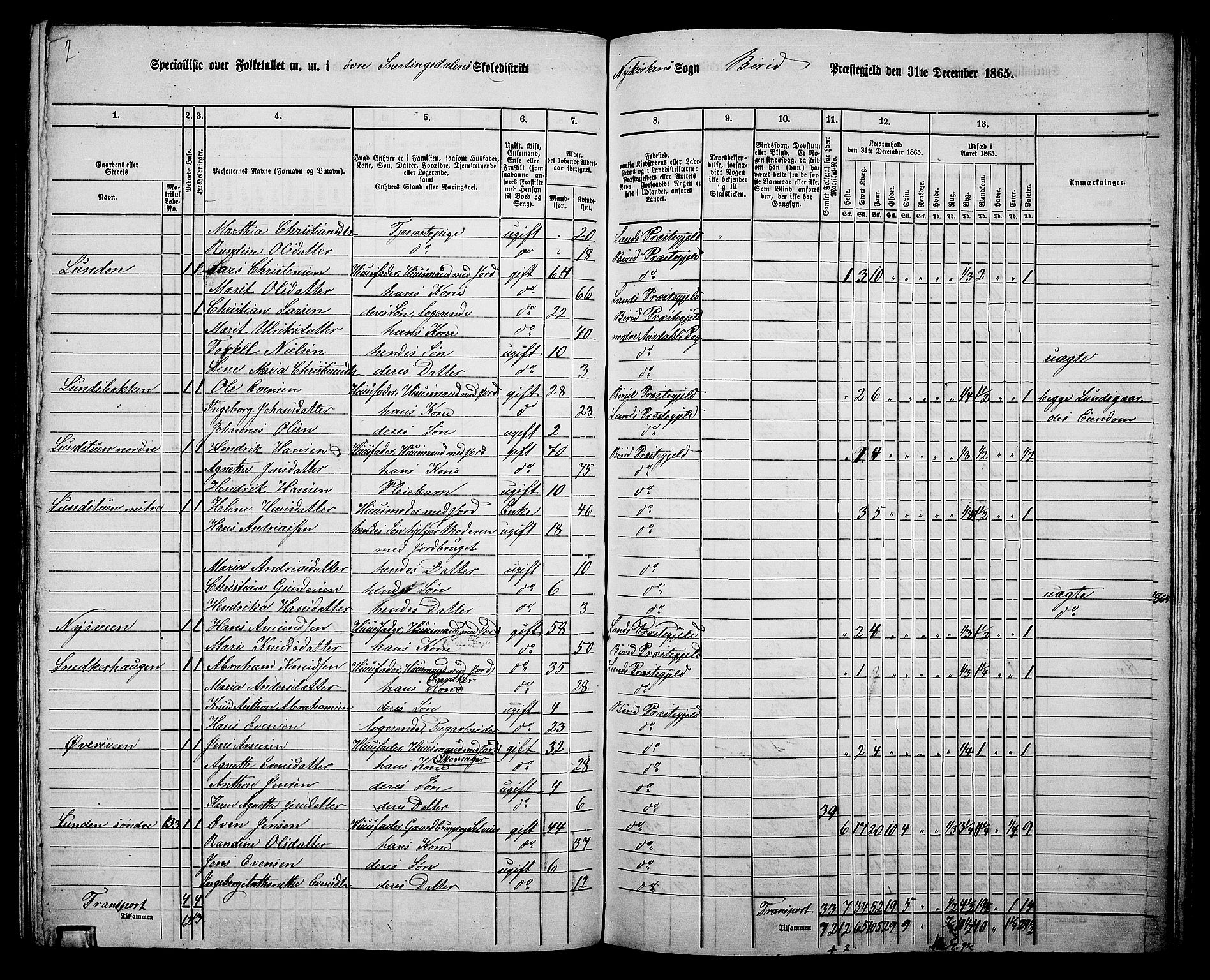 RA, 1865 census for Biri, 1865, p. 131