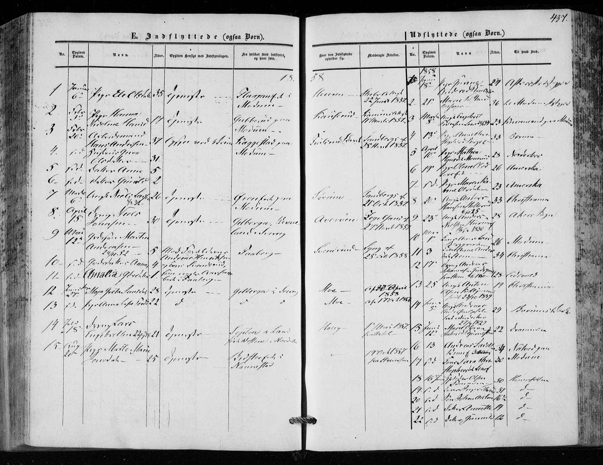 Hole kirkebøker, SAKO/A-228/F/Fa/L0006: Parish register (official) no. I 6, 1852-1872, p. 437