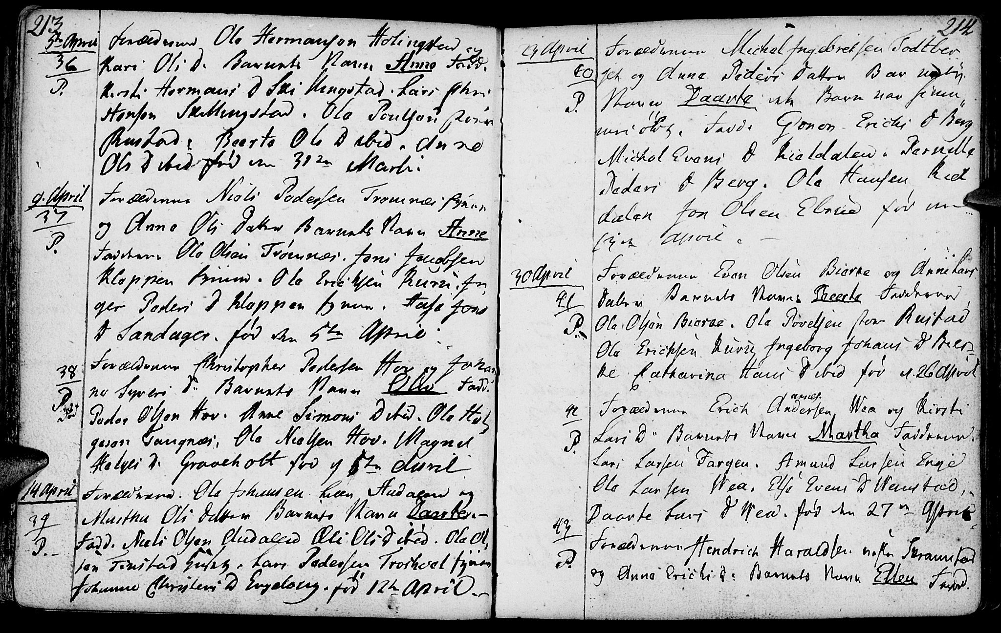 Løten prestekontor, AV/SAH-PREST-022/K/Ka/L0003: Parish register (official) no. 3, 1773-1800, p. 213-214