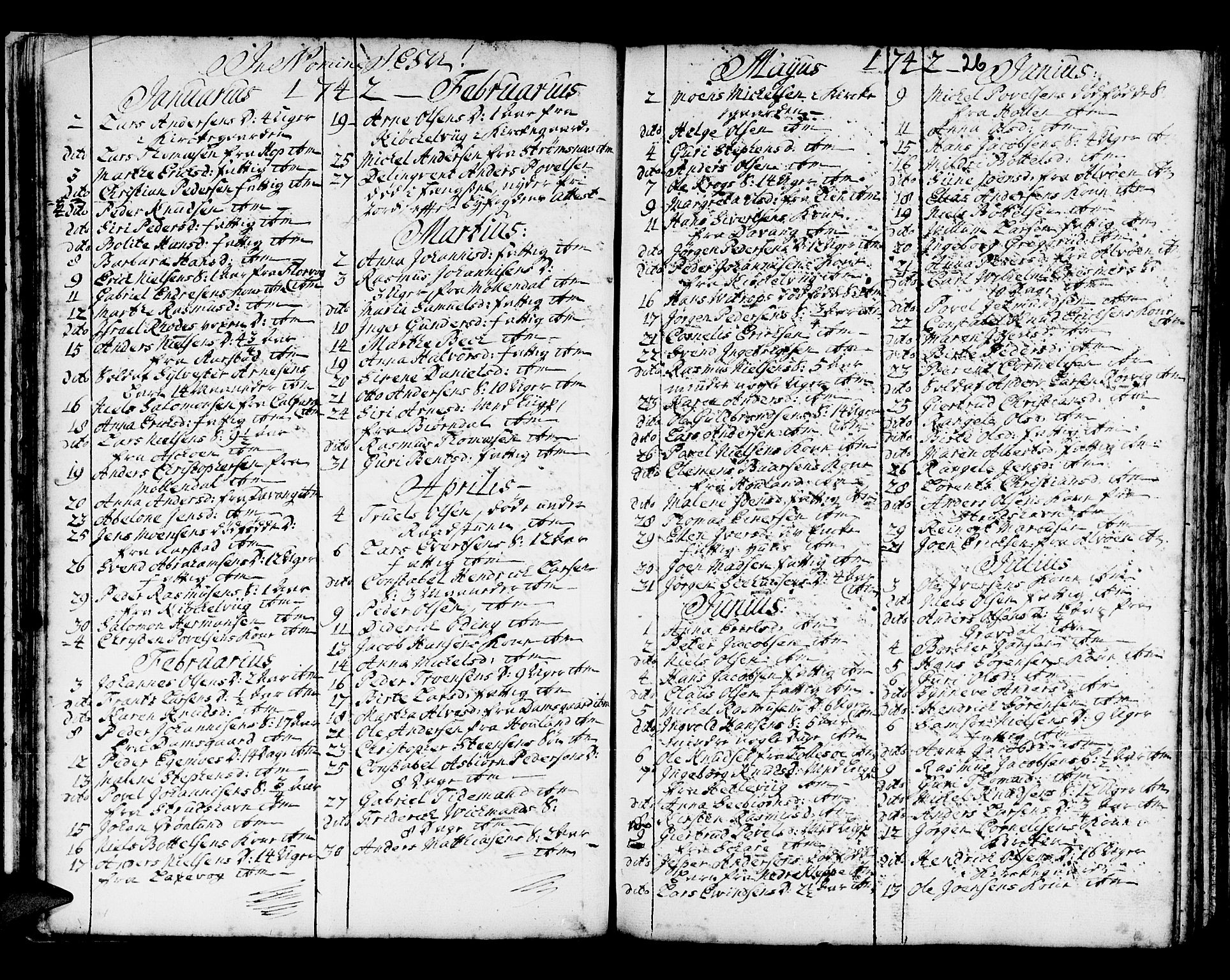 Domkirken sokneprestembete, AV/SAB-A-74801/H/Haa/L0008: Parish register (official) no. A 8, 1725-1775, p. 26