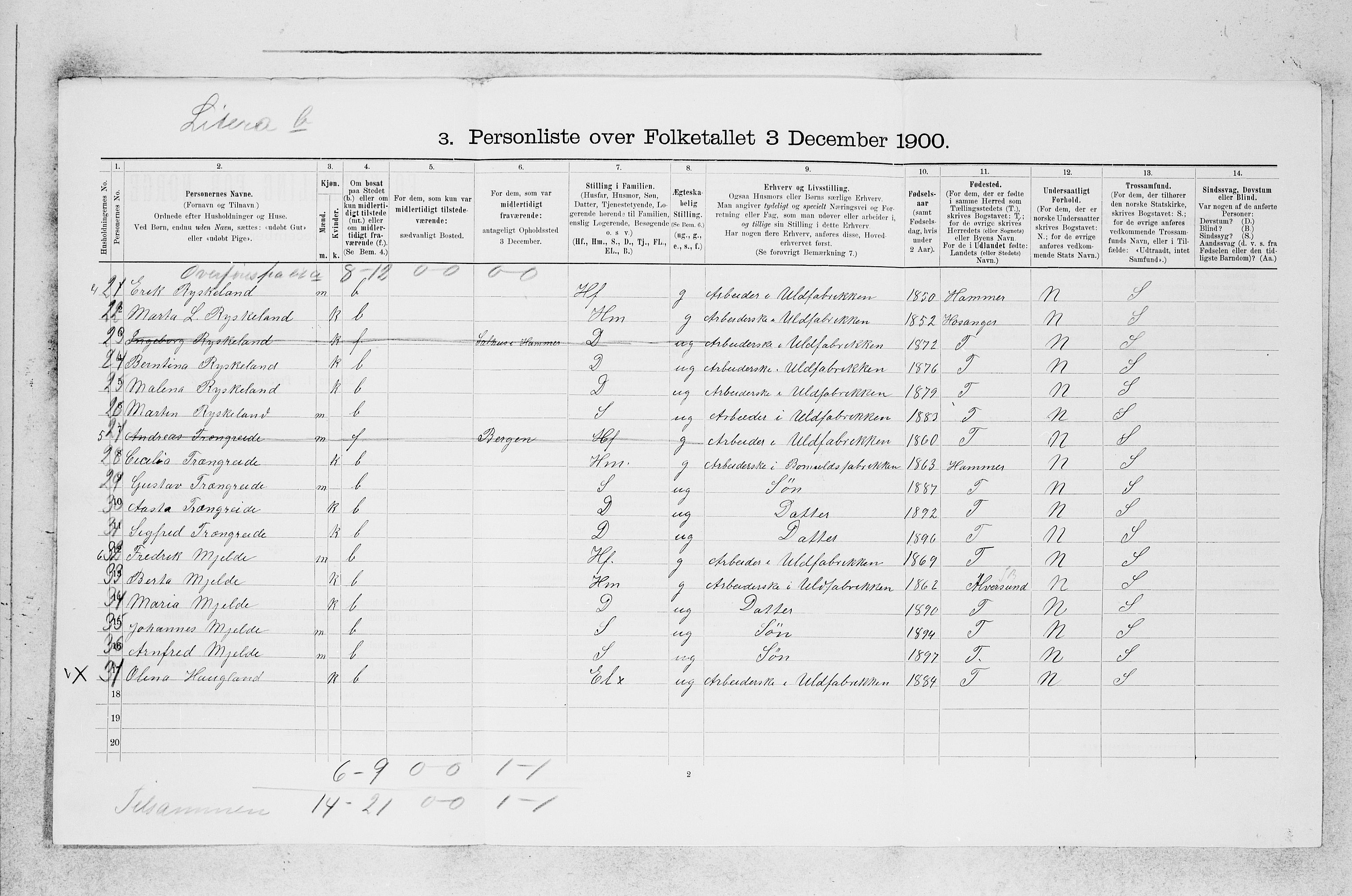 SAB, 1900 census for Haus, 1900, p. 1290