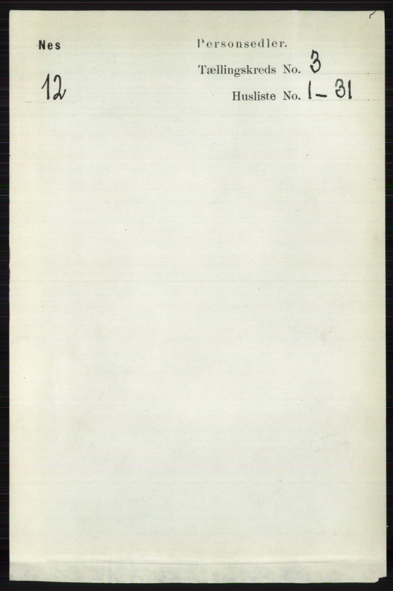 RA, 1891 census for 0616 Nes, 1891, p. 1506