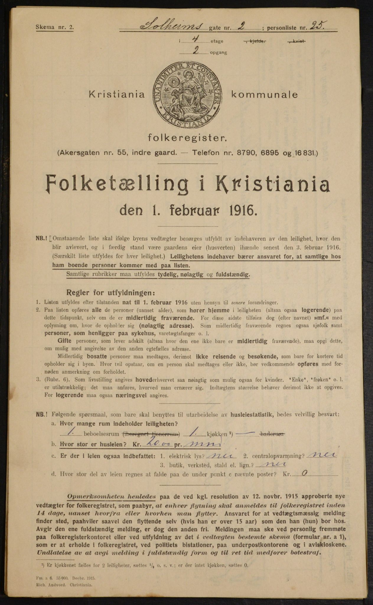 OBA, Municipal Census 1916 for Kristiania, 1916, p. 102023