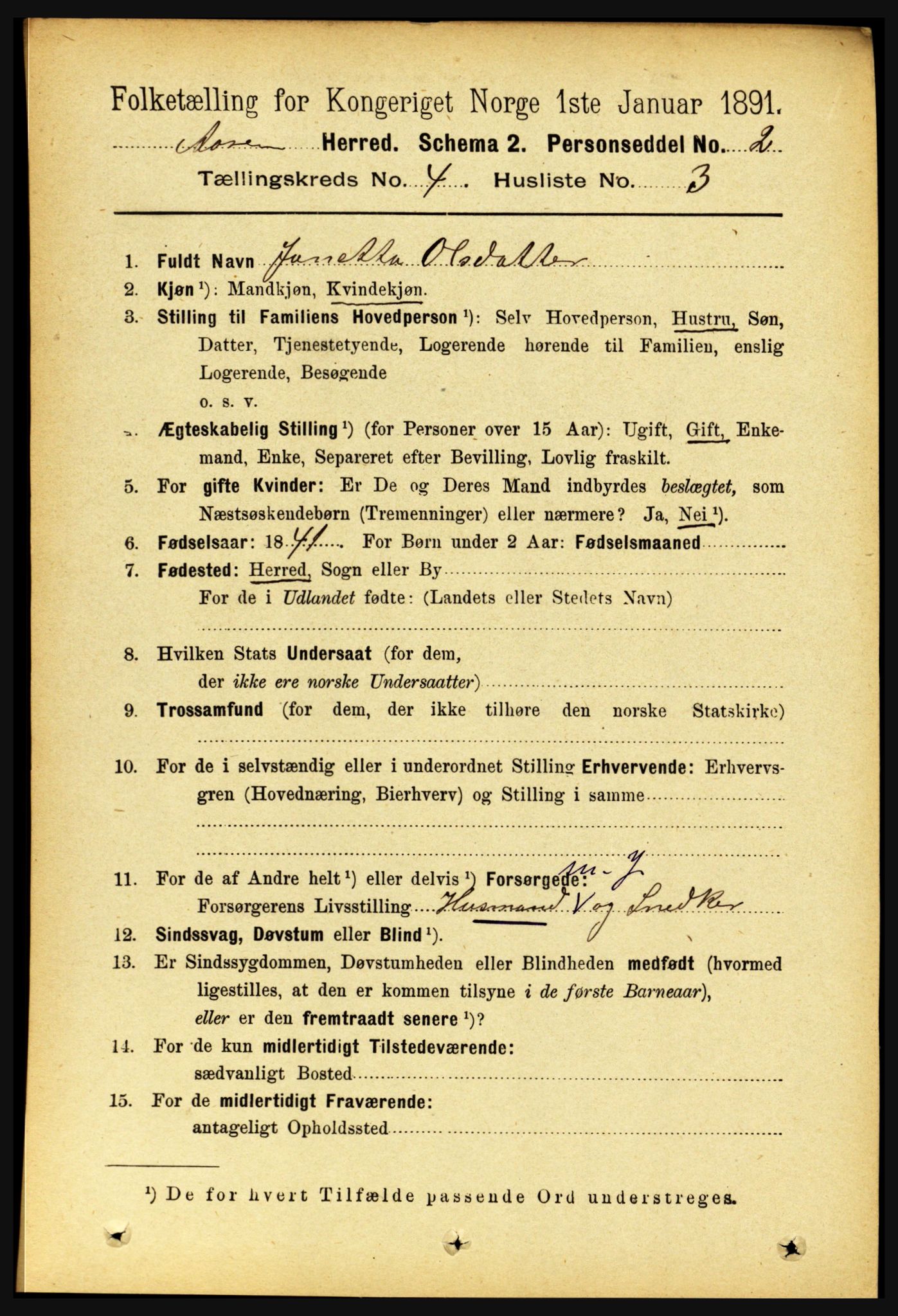 RA, 1891 census for 1716 Åsen, 1891, p. 1428