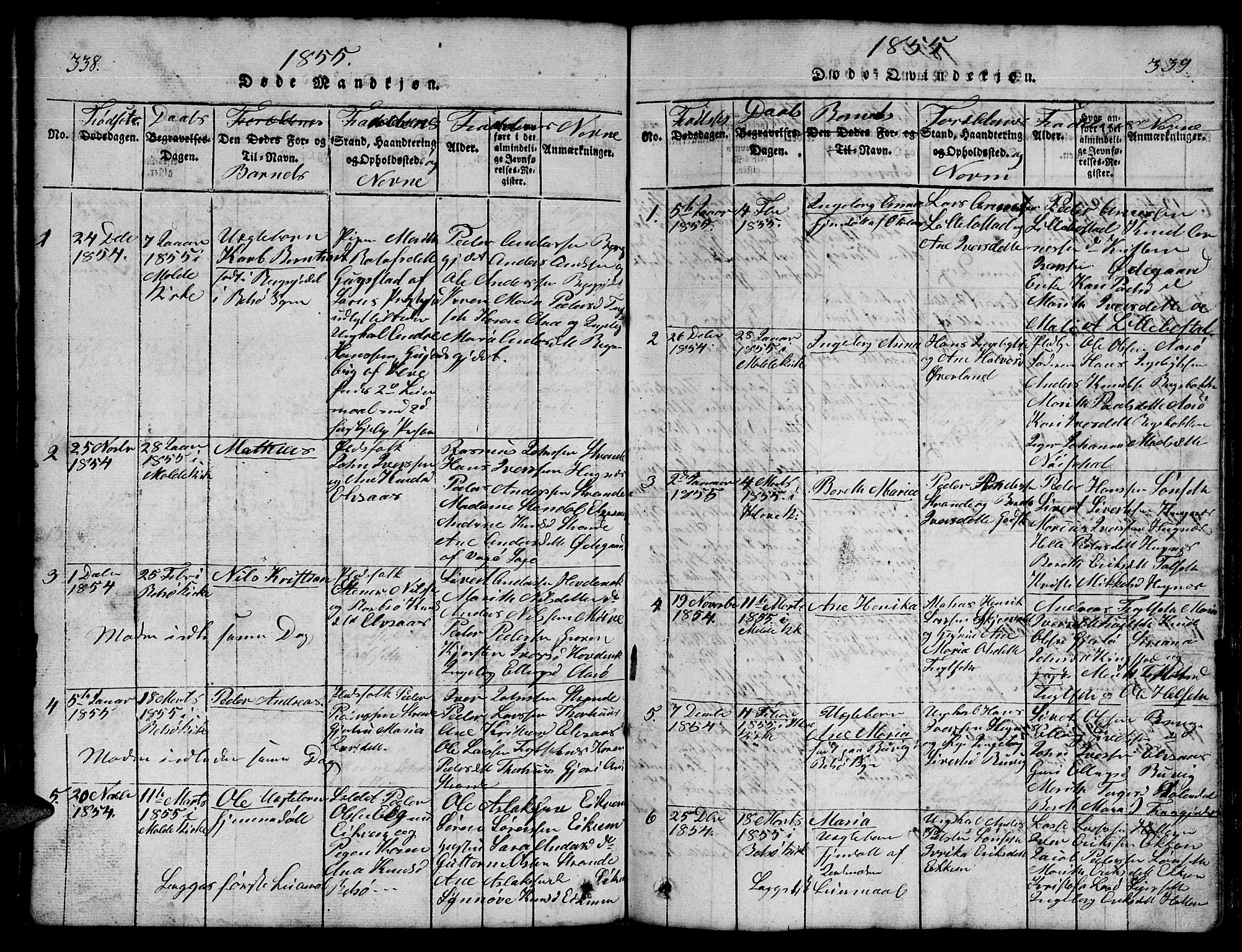 Ministerialprotokoller, klokkerbøker og fødselsregistre - Møre og Romsdal, AV/SAT-A-1454/555/L0665: Parish register (copy) no. 555C01, 1818-1868, p. 338-339