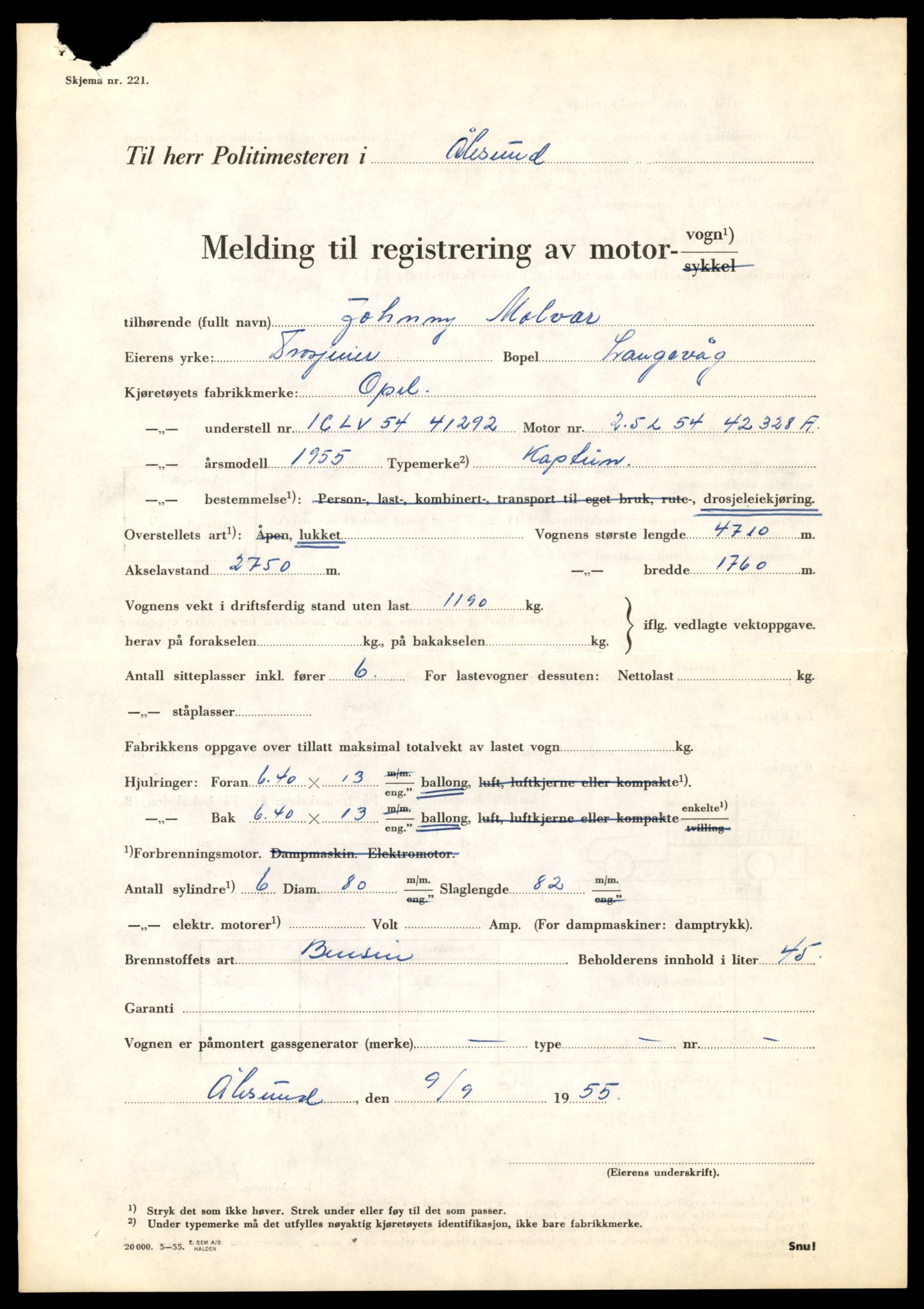 Møre og Romsdal vegkontor - Ålesund trafikkstasjon, SAT/A-4099/F/Fe/L0009: Registreringskort for kjøretøy T 896 - T 1049, 1927-1998, p. 961