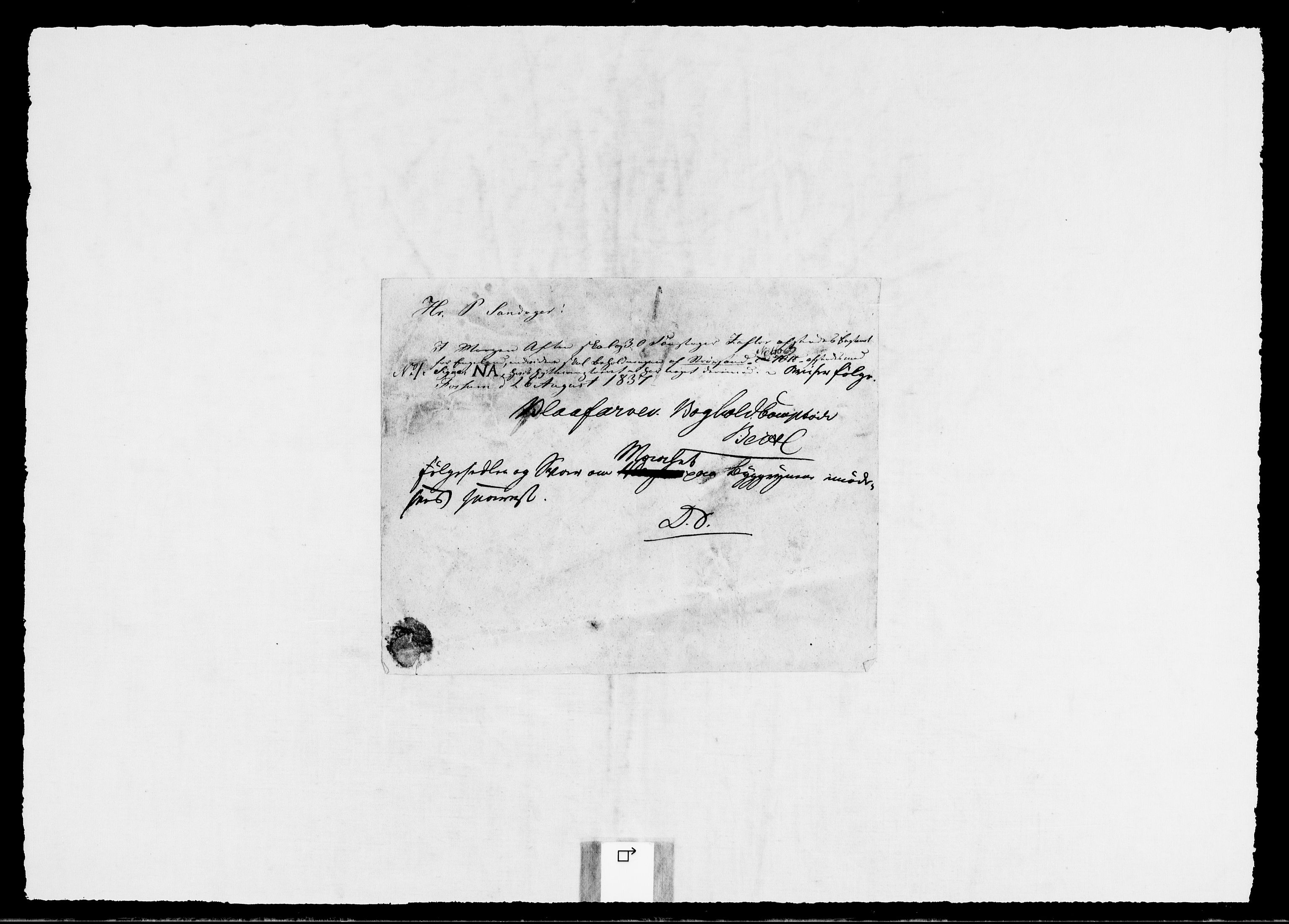 Modums Blaafarveværk, RA/PA-0157/G/Gb/L0141/0001: -- / Brev fra materialkontoret, 1836-1839, p. 3