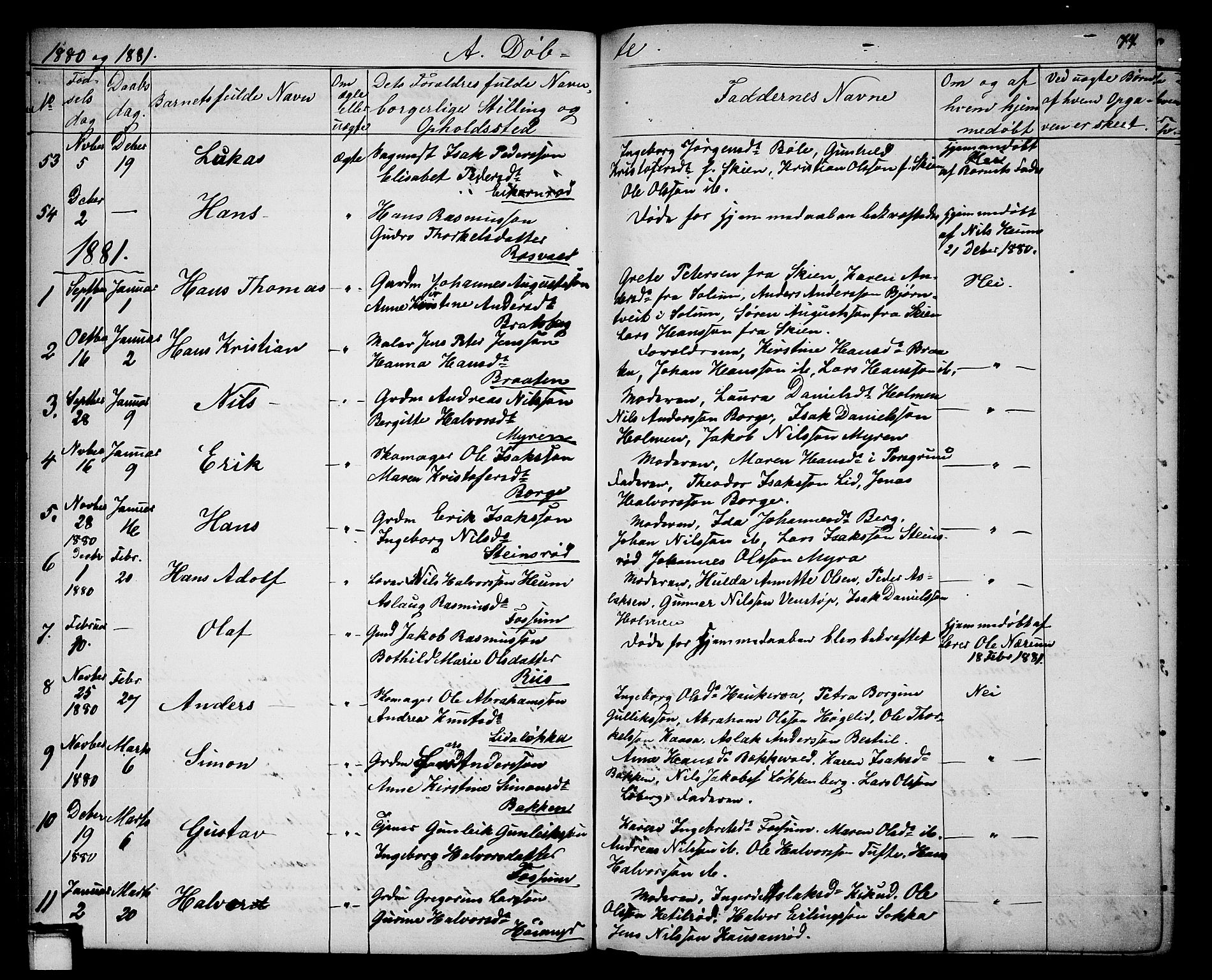 Gjerpen kirkebøker, SAKO/A-265/G/Ga/L0001: Parish register (copy) no. I 1, 1864-1882, p. 77