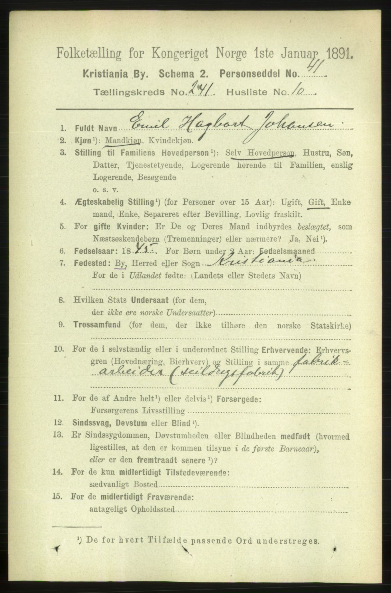 RA, 1891 census for 0301 Kristiania, 1891, p. 146514