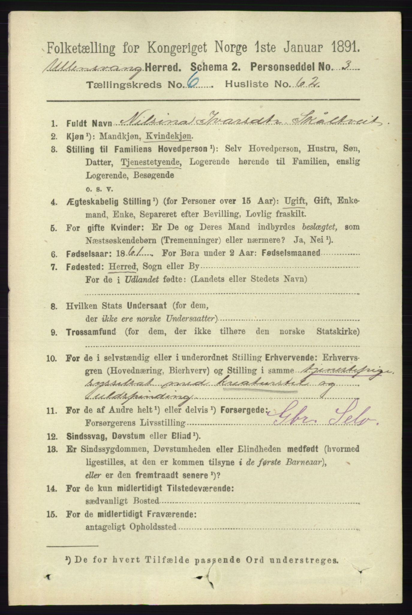 RA, 1891 census for 1230 Ullensvang, 1891, p. 2301