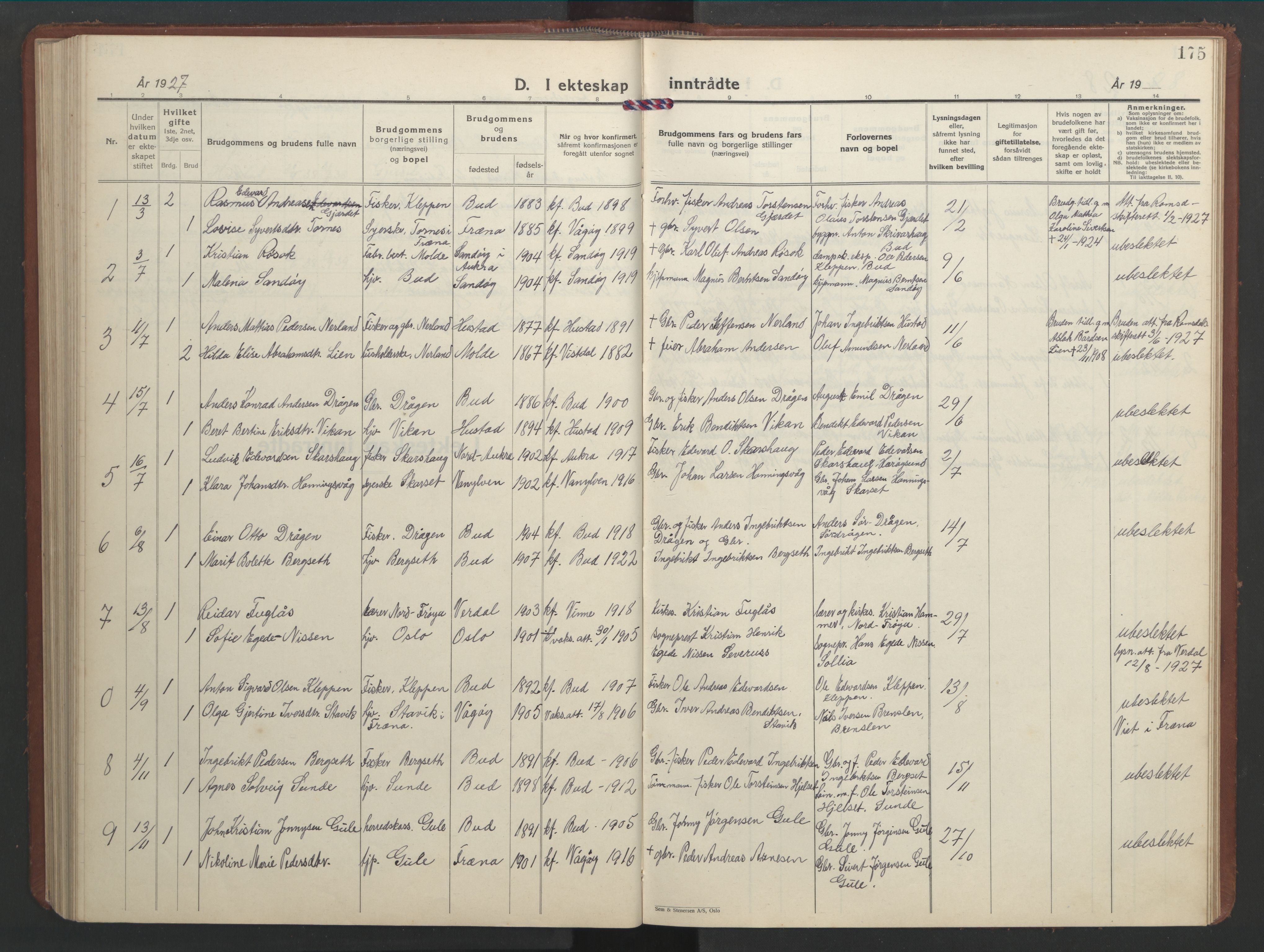 Ministerialprotokoller, klokkerbøker og fødselsregistre - Møre og Romsdal, AV/SAT-A-1454/566/L0775: Parish register (copy) no. 566C04, 1930-1946, p. 175