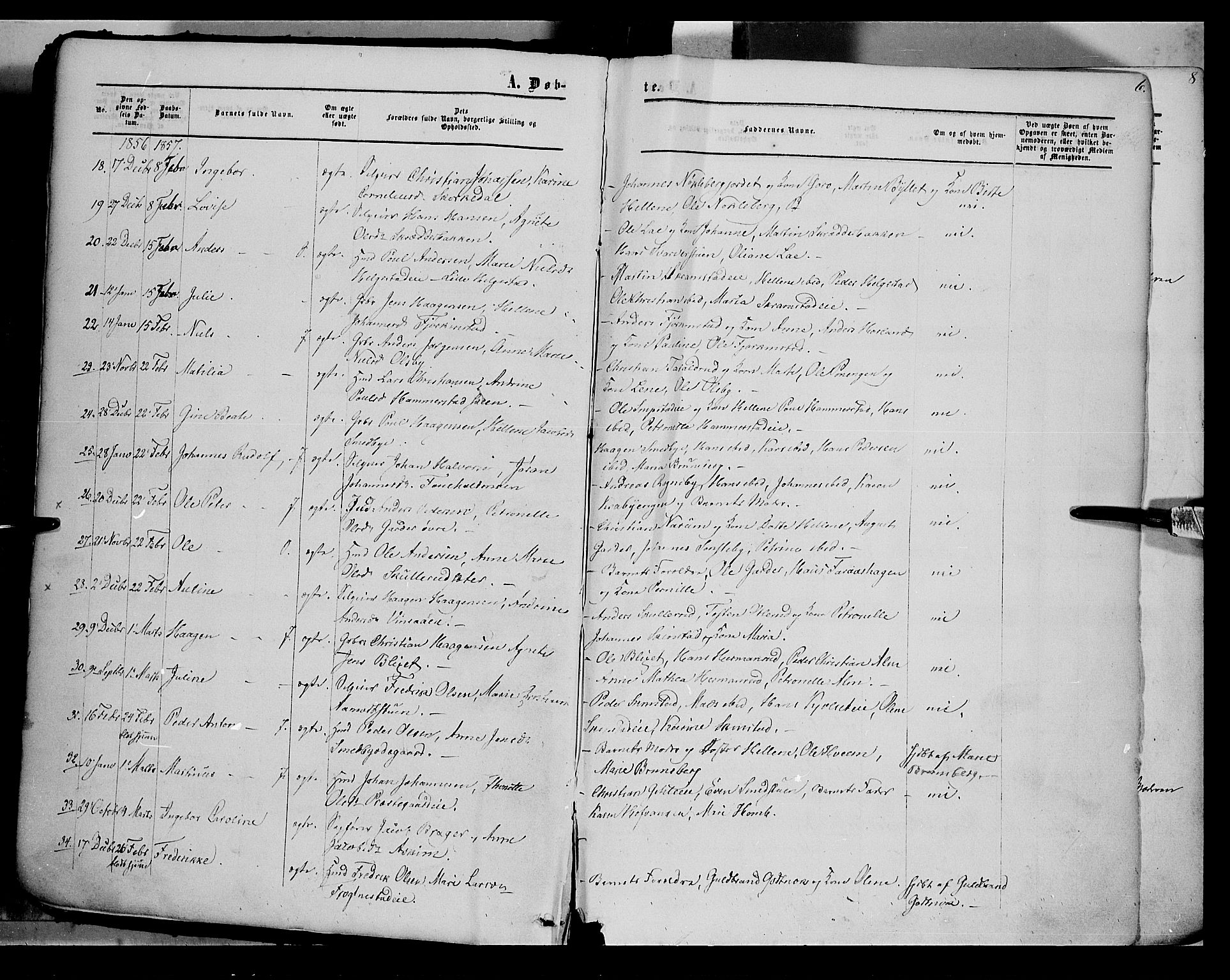 Østre Toten prestekontor, SAH/PREST-104/H/Ha/Haa/L0004: Parish register (official) no. 4, 1857-1865, p. 6
