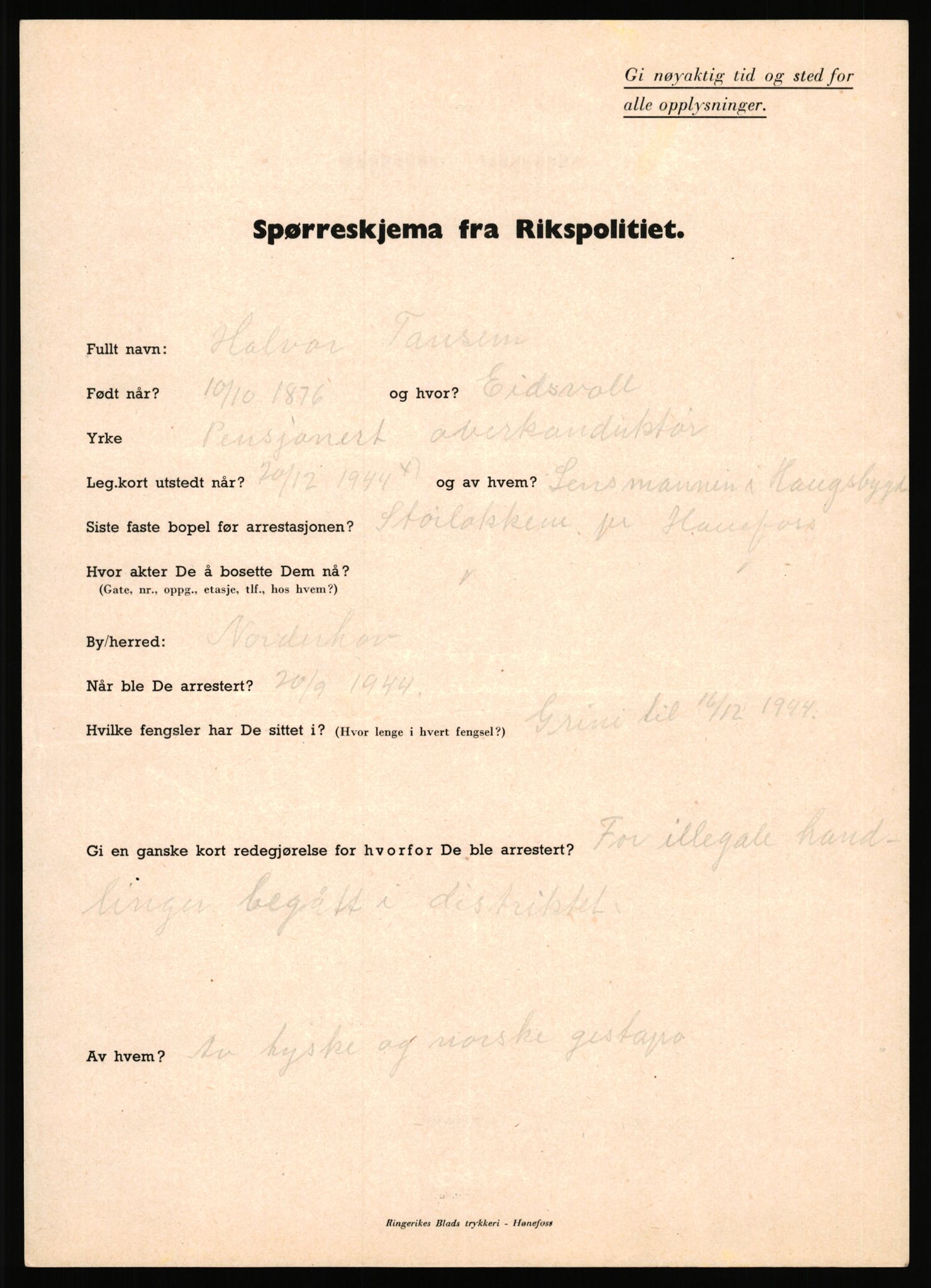 Rikspolitisjefen, AV/RA-S-1560/L/L0016: Sti, Lauritz - Tettum, Karl August, 1940-1945, p. 1009