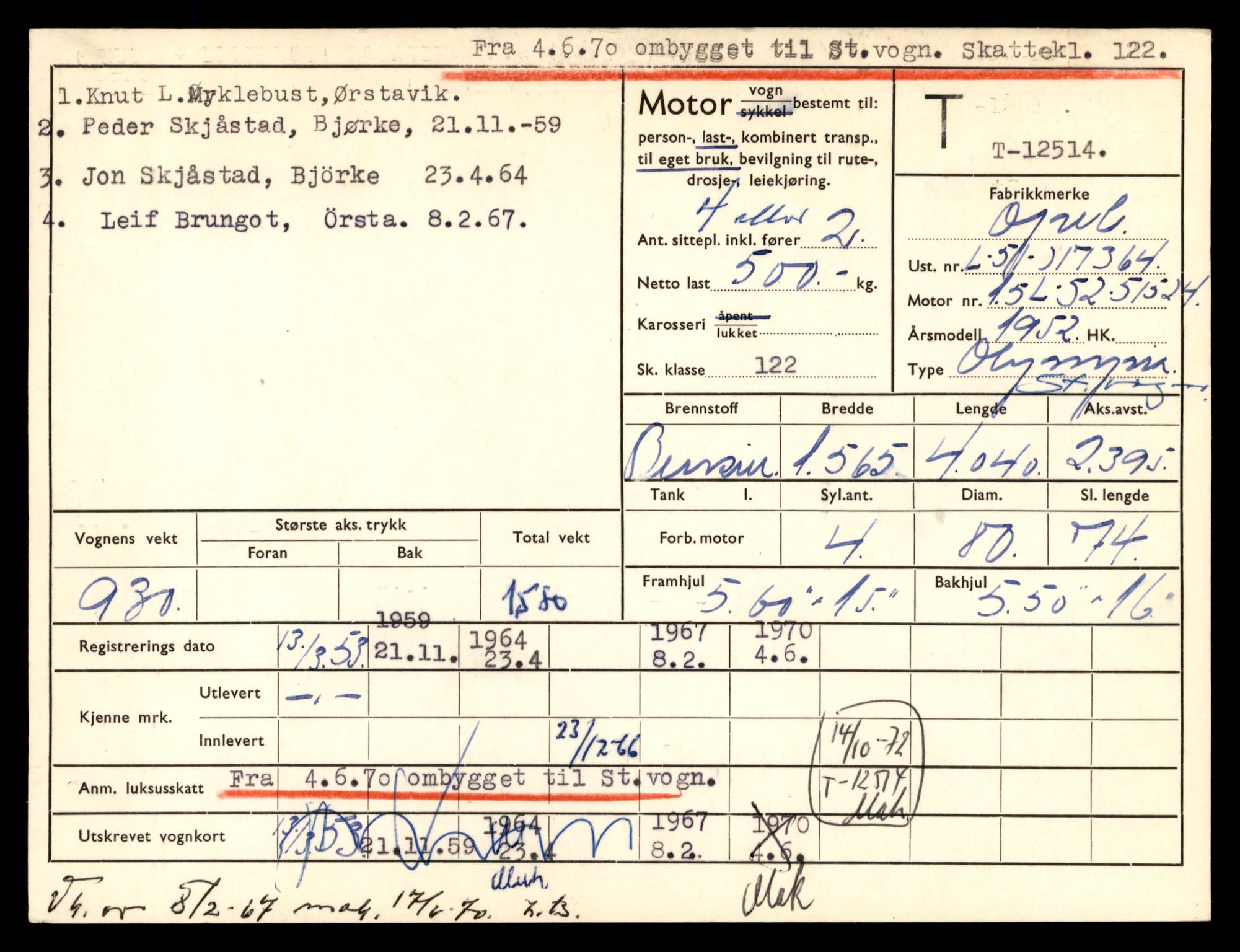 Møre og Romsdal vegkontor - Ålesund trafikkstasjon, AV/SAT-A-4099/F/Fe/L0034: Registreringskort for kjøretøy T 12500 - T 12652, 1927-1998, p. 264