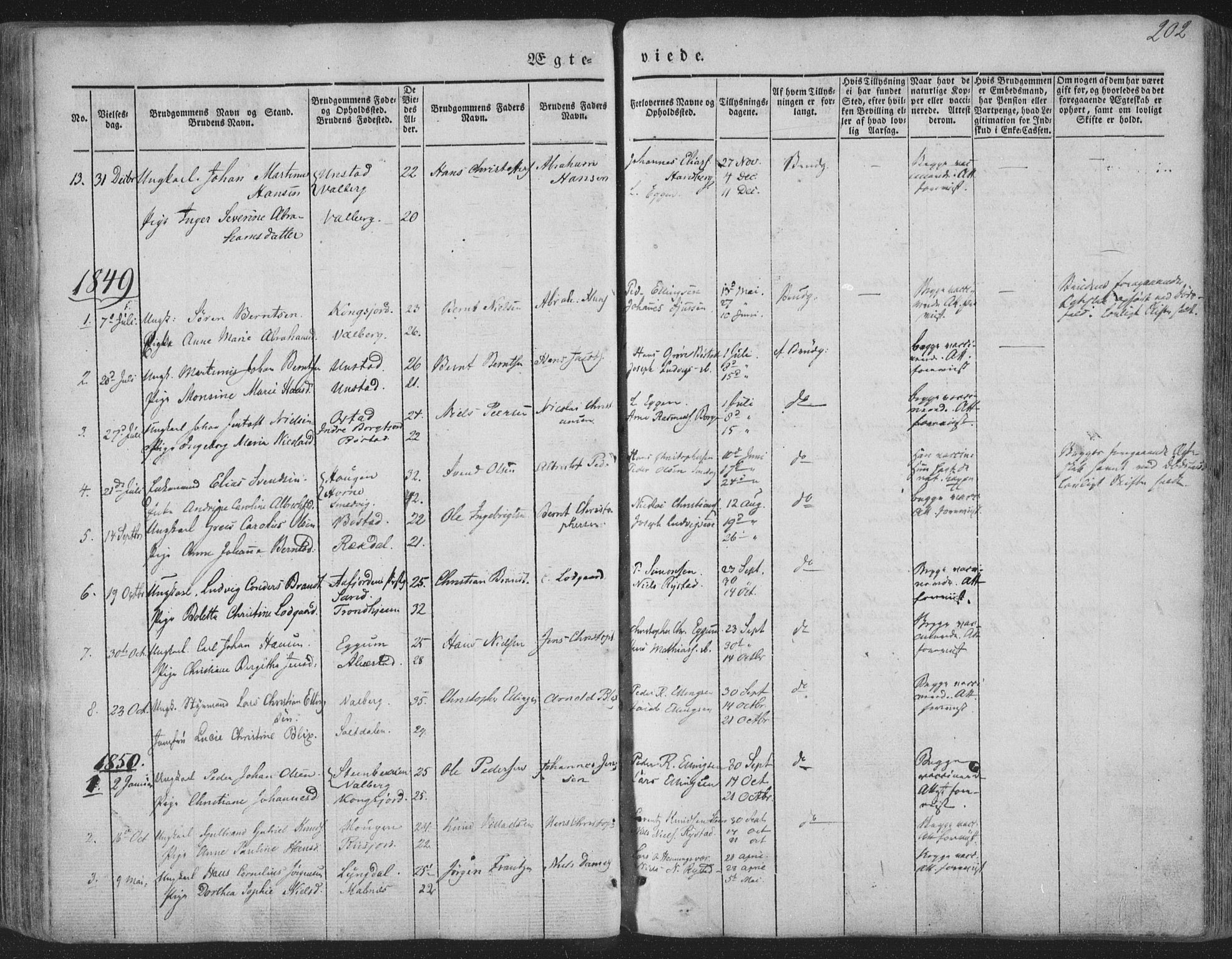 Ministerialprotokoller, klokkerbøker og fødselsregistre - Nordland, AV/SAT-A-1459/880/L1131: Parish register (official) no. 880A05, 1844-1868, p. 202