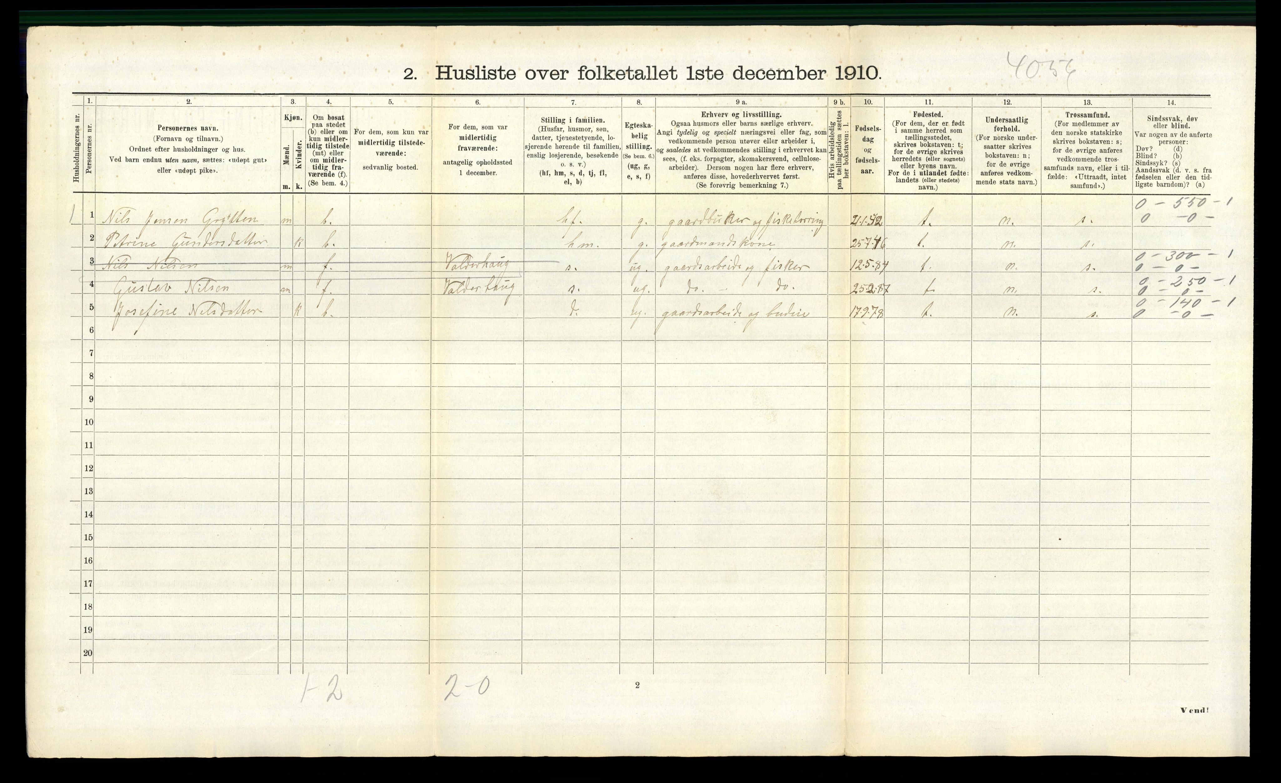 RA, 1910 census for Borgund, 1910, p. 1826