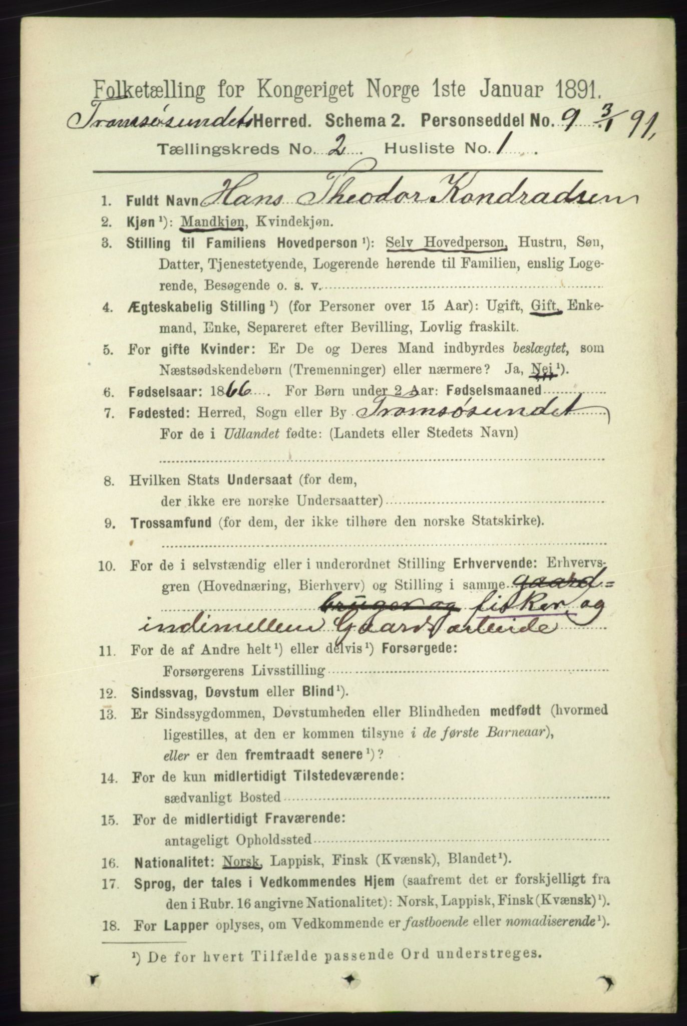 RA, 1891 census for 1934 Tromsøysund, 1891, p. 566