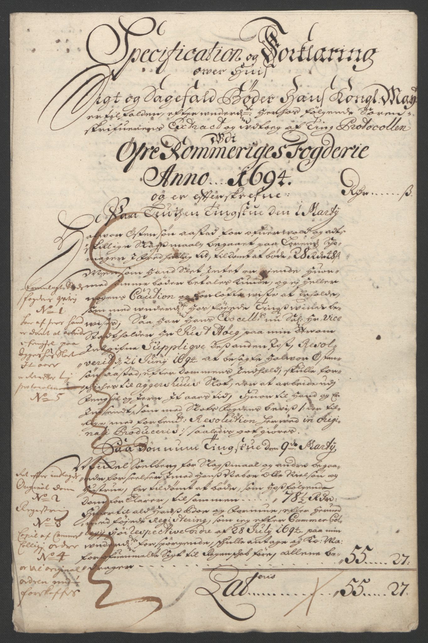 Rentekammeret inntil 1814, Reviderte regnskaper, Fogderegnskap, AV/RA-EA-4092/R12/L0706: Fogderegnskap Øvre Romerike, 1694, p. 58