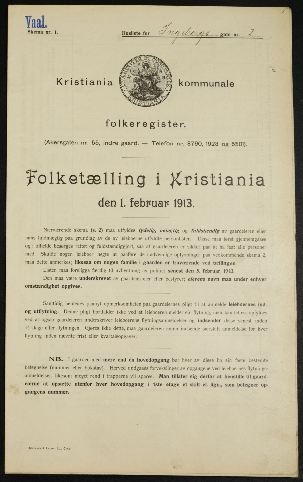 OBA, Municipal Census 1913 for Kristiania, 1913, p. 43539