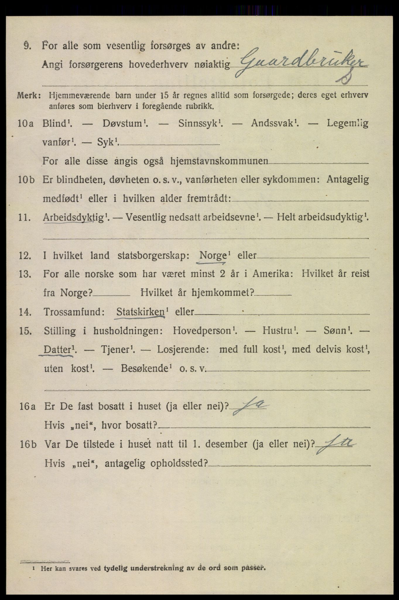 SAK, 1920 census for Vegusdal, 1920, p. 622