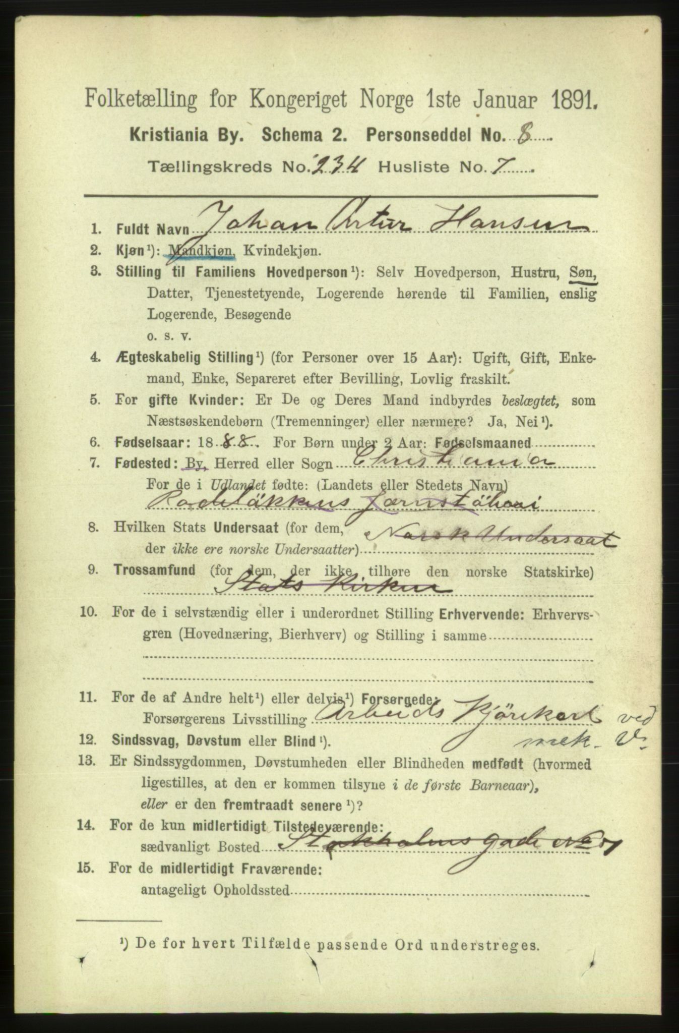 RA, 1891 census for 0301 Kristiania, 1891, p. 143714