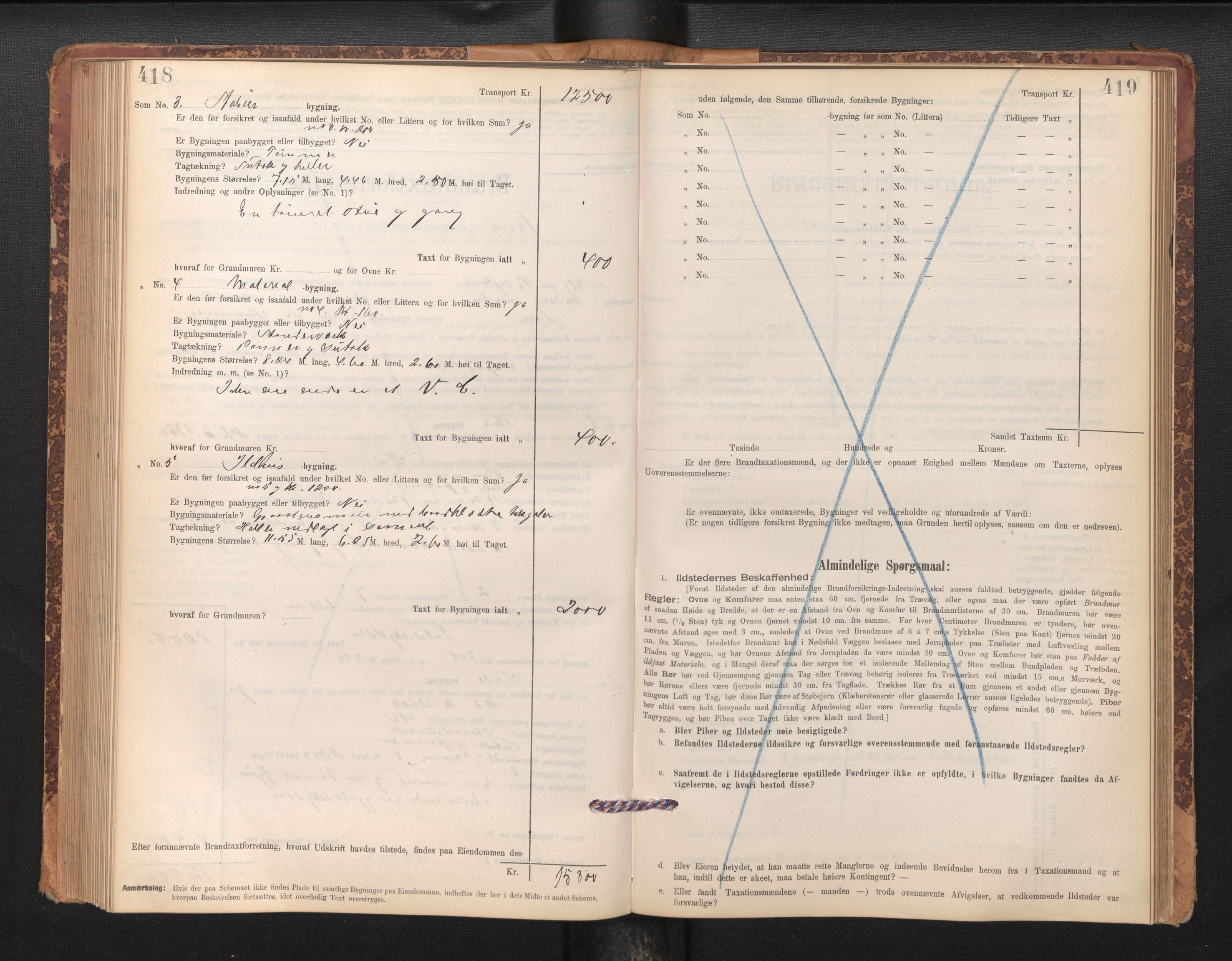 Lensmannen i Sveio, AV/SAB-A-35301/0012/L0008: Branntakstprotokoll, skjematakst, 1912-1939, p. 418-419