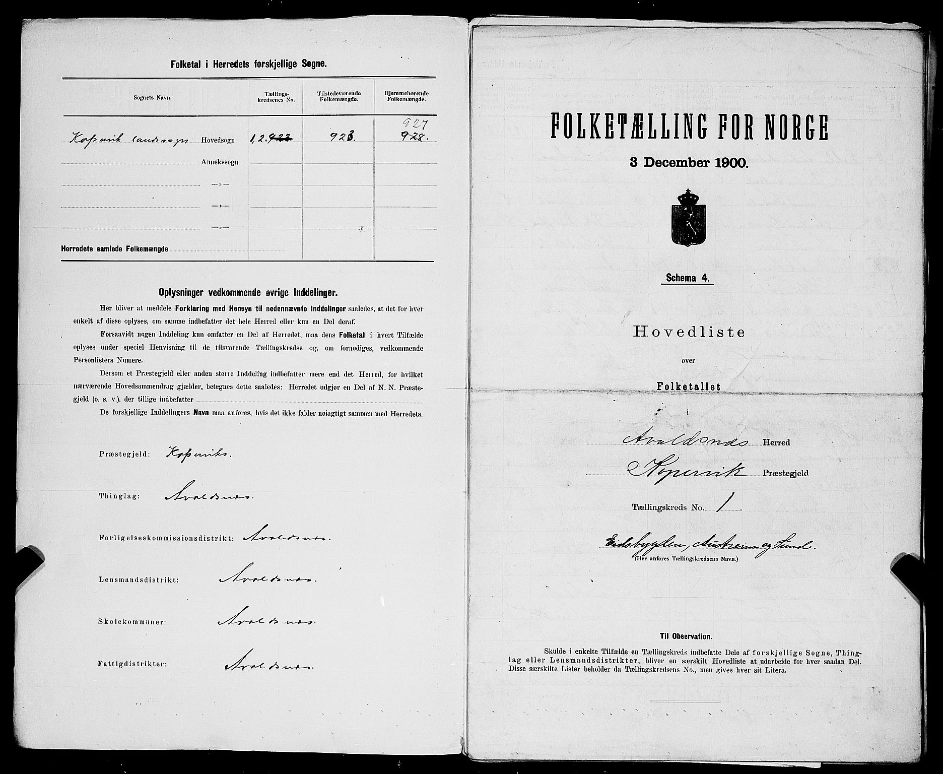 SAST, 1900 census for Avaldsnes, 1900, p. 3