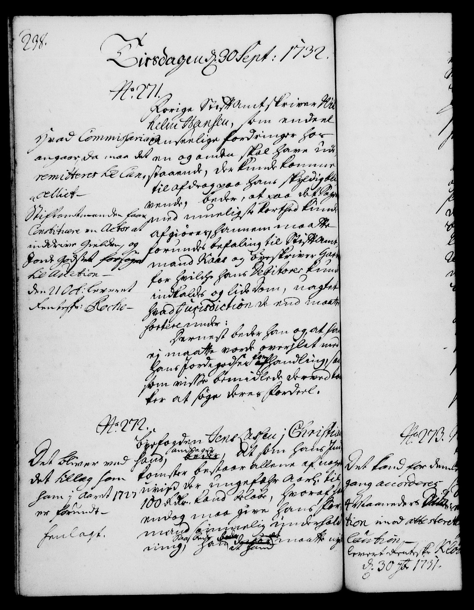 Rentekammeret, Kammerkanselliet, RA/EA-3111/G/Gh/Gha/L0014: Norsk ekstraktmemorialprotokoll. Merket RK 53.59, 1731-1732, p. 238