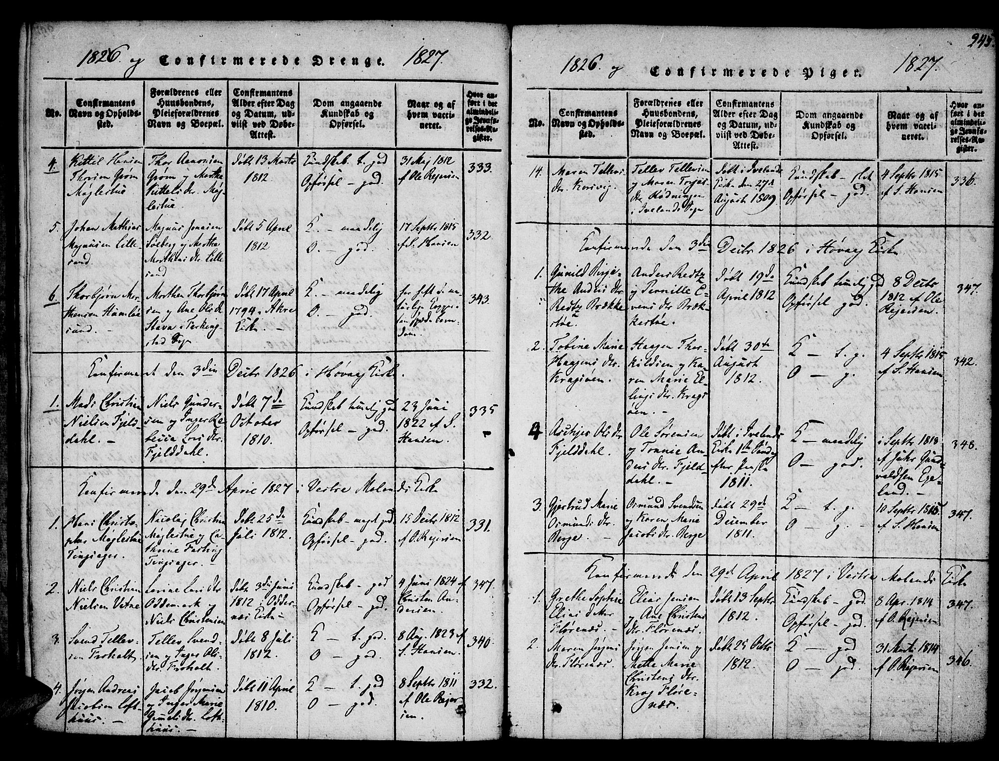 Vestre Moland sokneprestkontor, SAK/1111-0046/F/Fa/Fab/L0003: Parish register (official) no. A 3, 1816-1843, p. 245