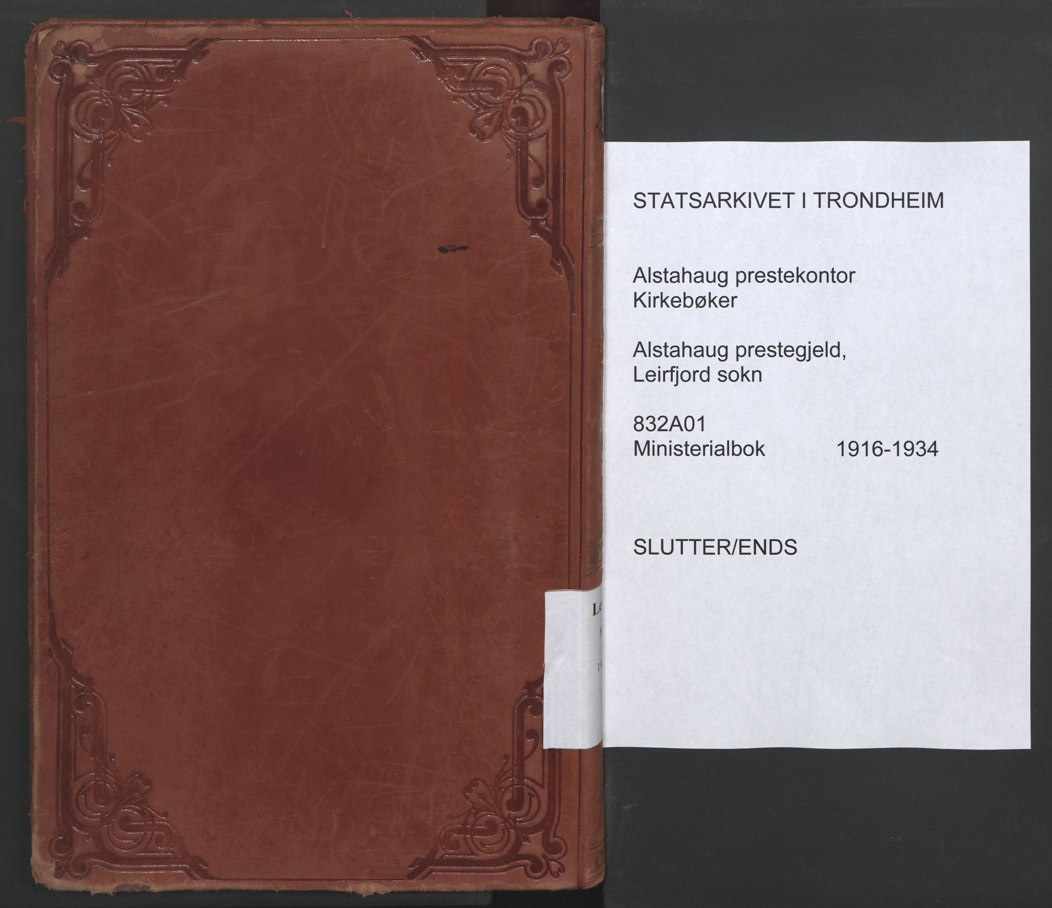 Ministerialprotokoller, klokkerbøker og fødselsregistre - Nordland, AV/SAT-A-1459/832/L0492: Parish register (official) no. 832A01, 1916-1934