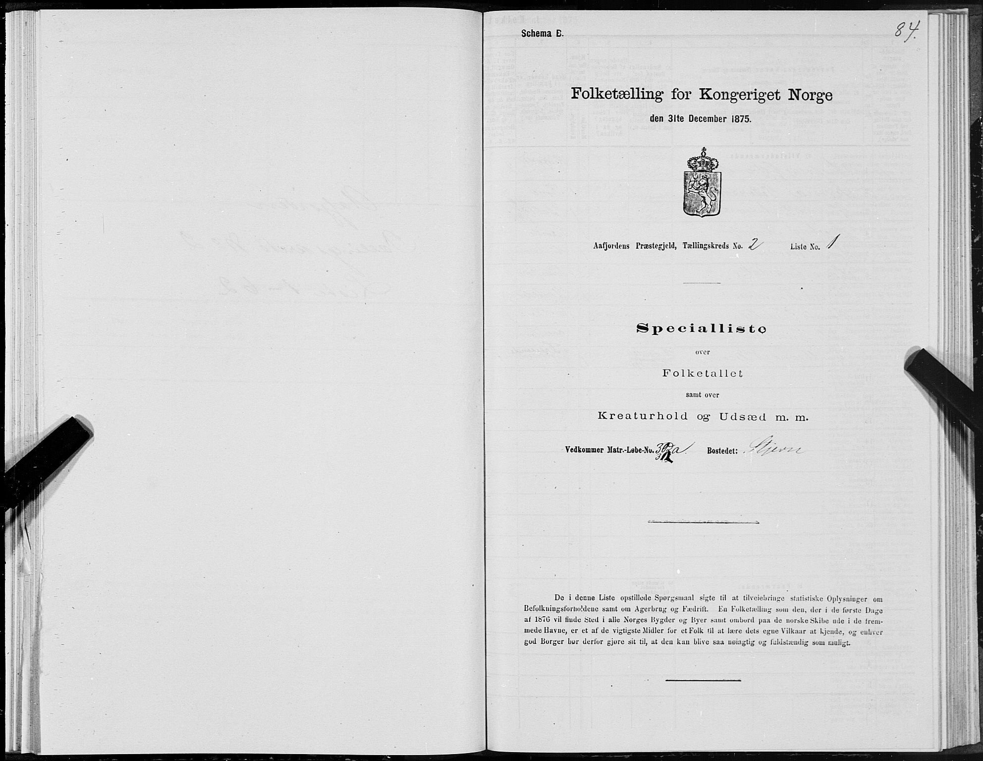SAT, 1875 census for 1630P Aafjorden, 1875, p. 1084