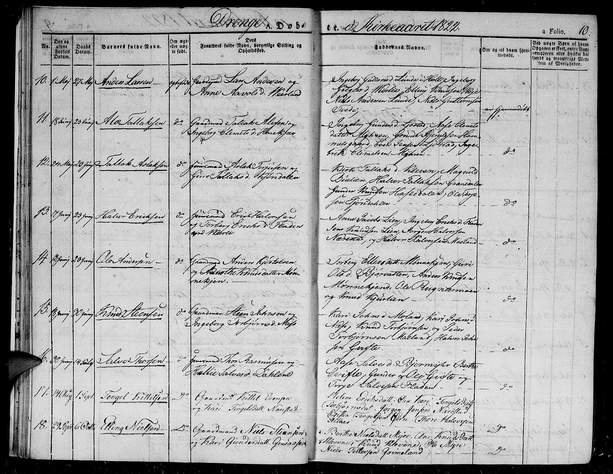 Gjerstad sokneprestkontor, SAK/1111-0014/F/Fa/Fab/L0001: Parish register (official) no. A 1, 1820-1835, p. 10