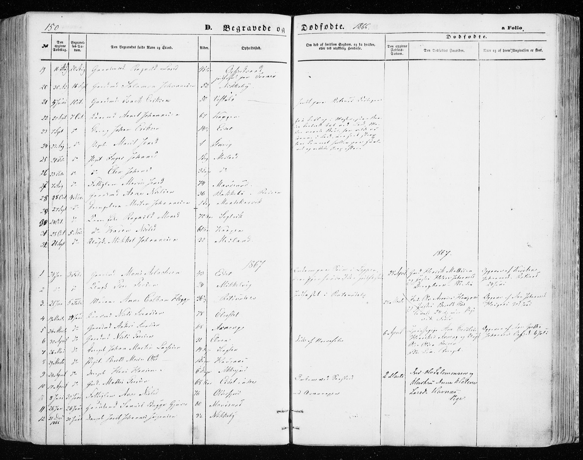 Skjervøy sokneprestkontor, SATØ/S-1300/H/Ha/Haa/L0007kirke: Parish register (official) no. 7, 1860-1870, p. 150