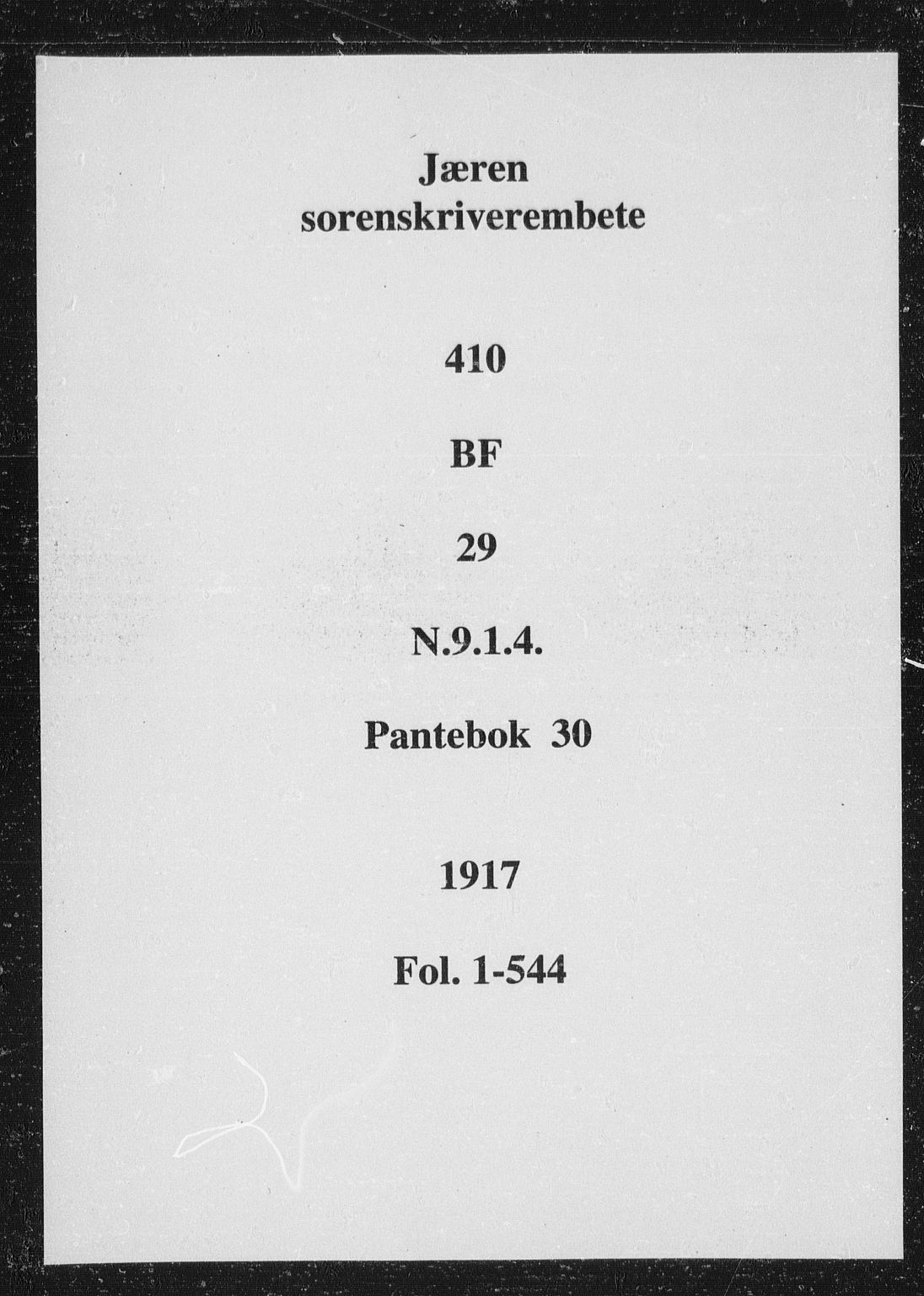 Jæren sorenskriveri, SAST/A-100310/01/4/41/41BF/L0029: Mortgage book no. 30a, 1917-1917