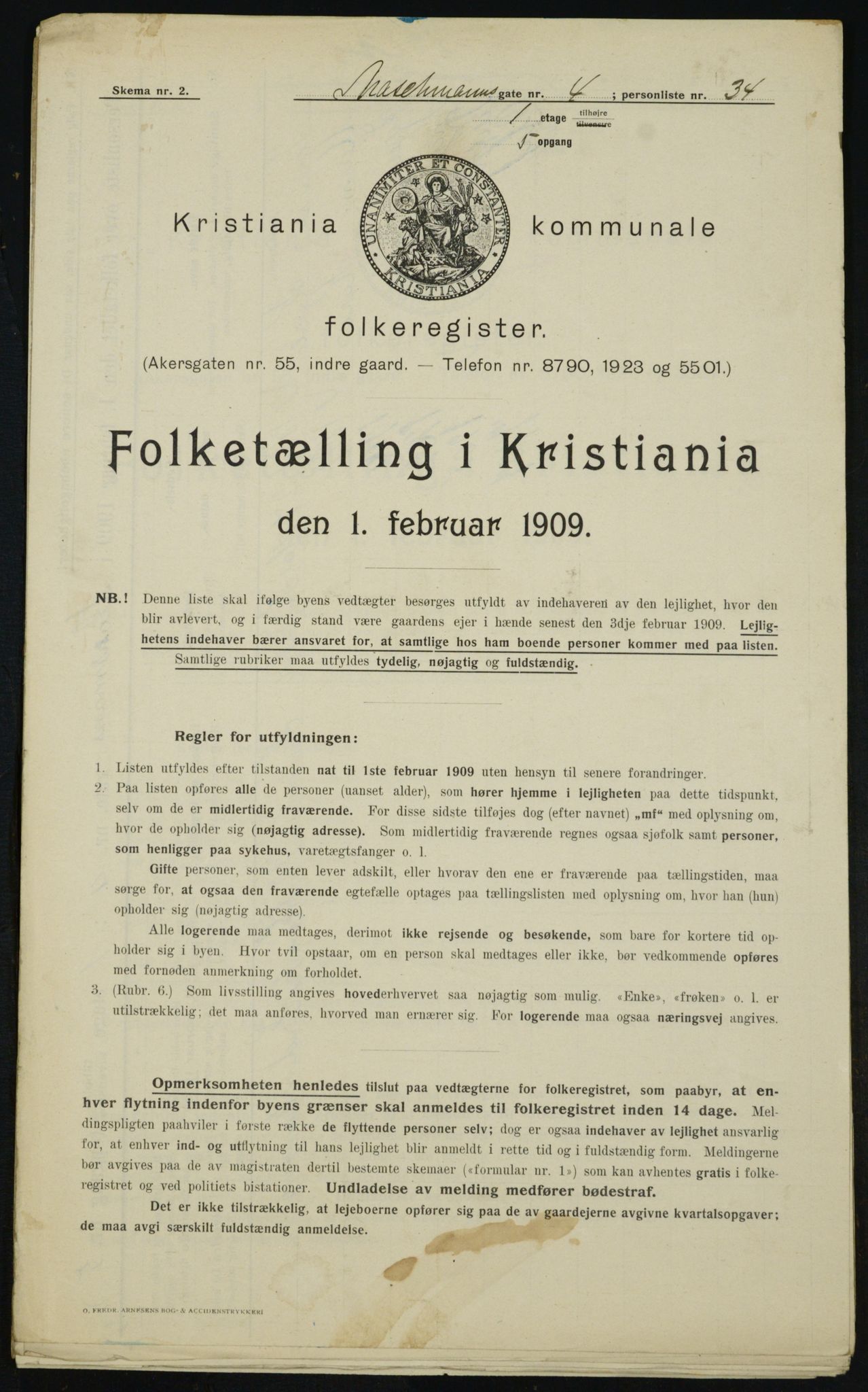 OBA, Municipal Census 1909 for Kristiania, 1909, p. 58776