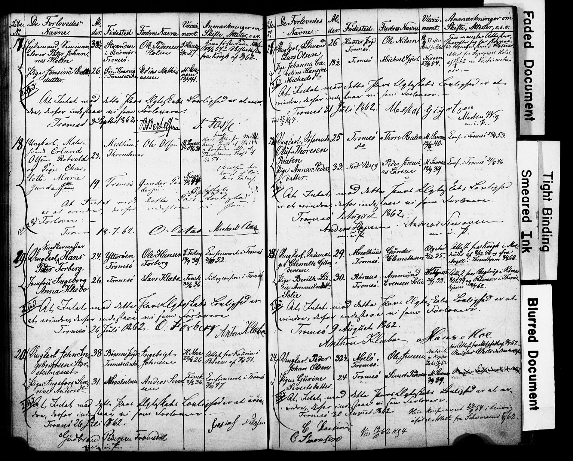 Tromsø sokneprestkontor/stiftsprosti/domprosti, AV/SATØ-S-1343/H/Hc/L0097: Banns register no. 97, 1851-1872