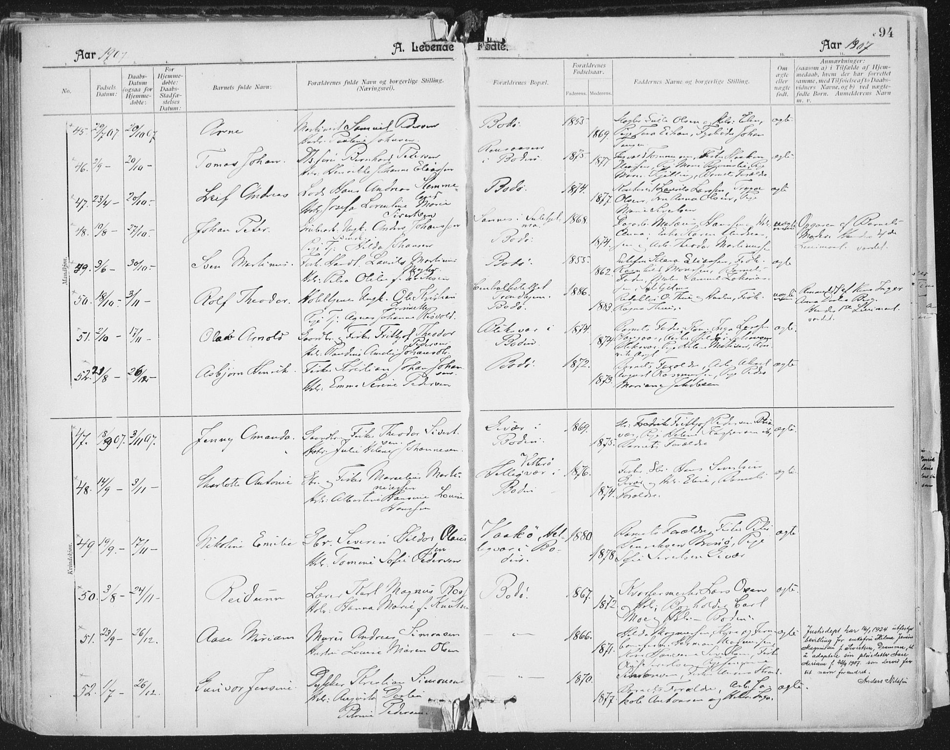 Ministerialprotokoller, klokkerbøker og fødselsregistre - Nordland, AV/SAT-A-1459/801/L0011: Parish register (official) no. 801A11, 1900-1916, p. 94