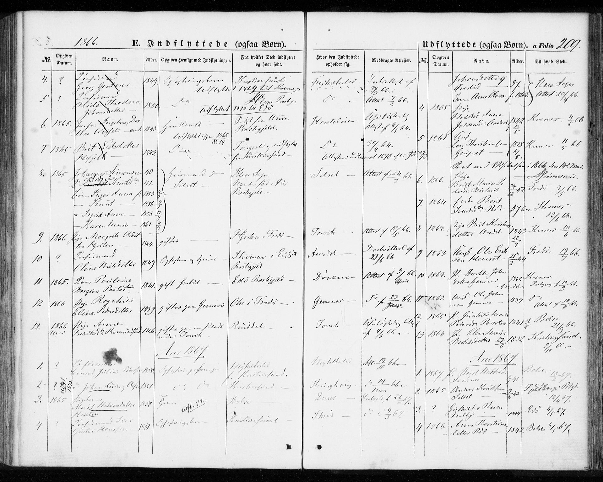 Ministerialprotokoller, klokkerbøker og fødselsregistre - Møre og Romsdal, SAT/A-1454/584/L0965: Parish register (official) no. 584A05, 1857-1868, p. 209