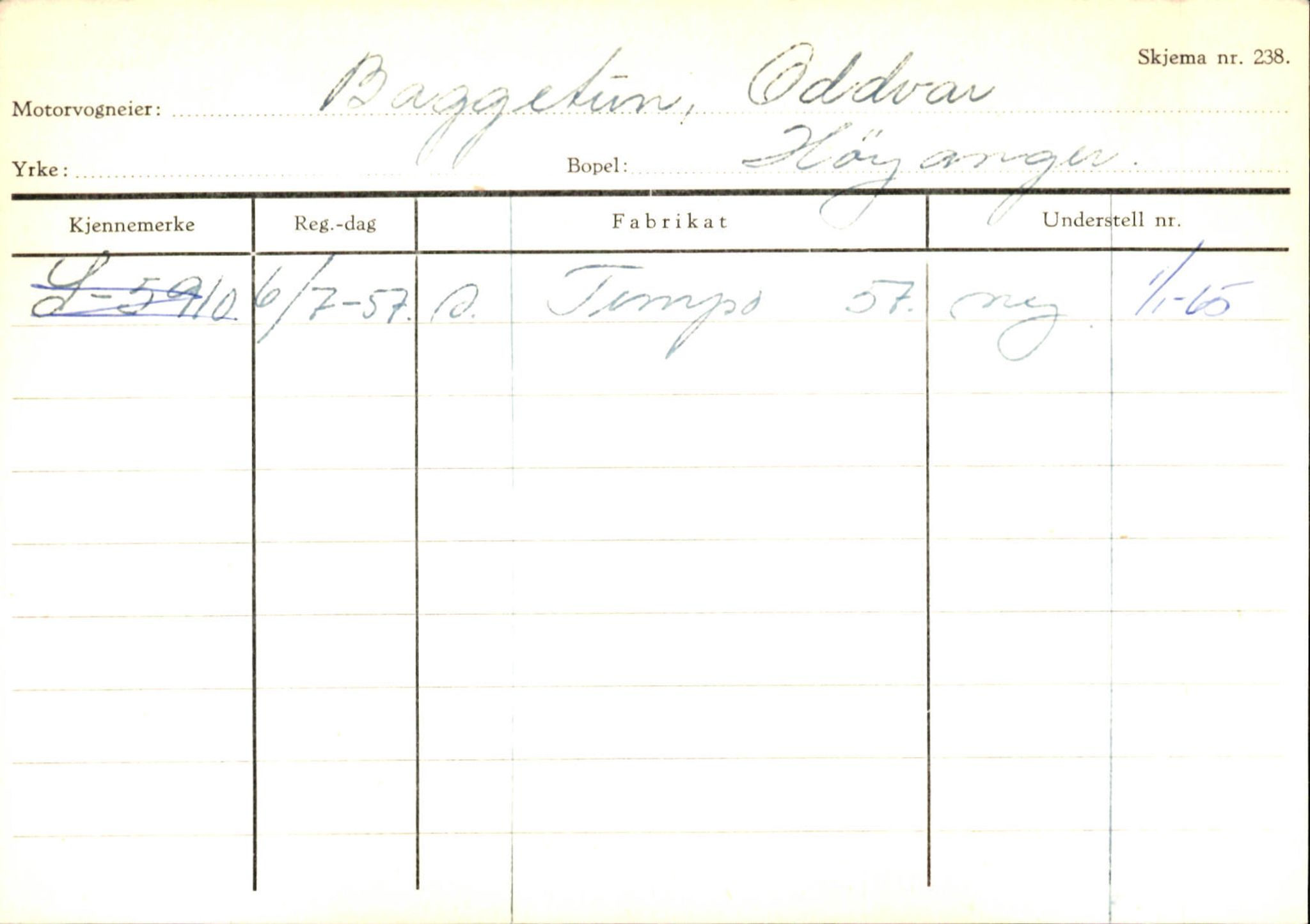 Statens vegvesen, Sogn og Fjordane vegkontor, SAB/A-5301/4/F/L0130: Eigarregister Eid T-Å. Høyanger A-O, 1945-1975, p. 495