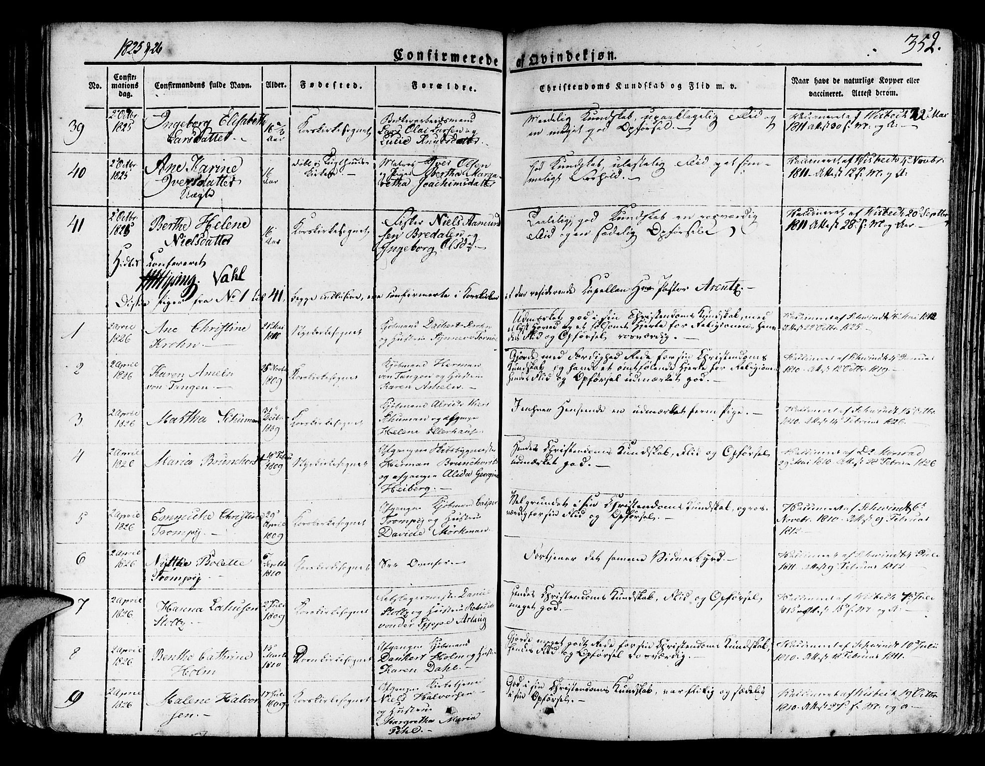 Korskirken sokneprestembete, SAB/A-76101/H/Haa/L0014: Parish register (official) no. A 14, 1823-1835, p. 352