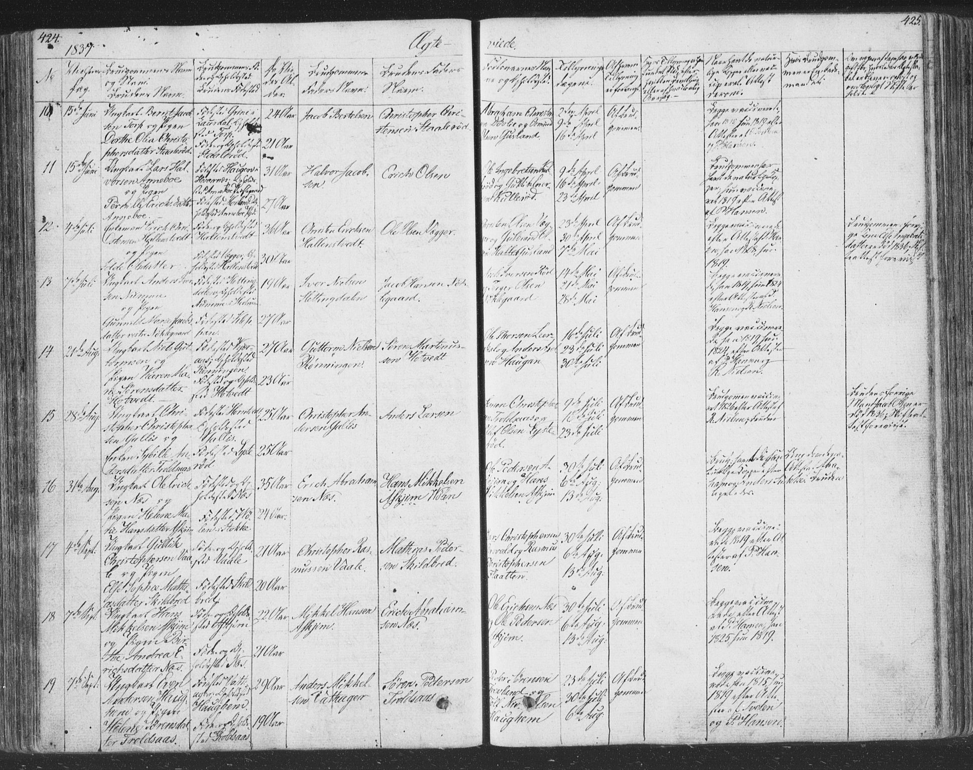 Andebu kirkebøker, SAKO/A-336/F/Fa/L0004: Parish register (official) no. 4, 1829-1856, p. 424-425
