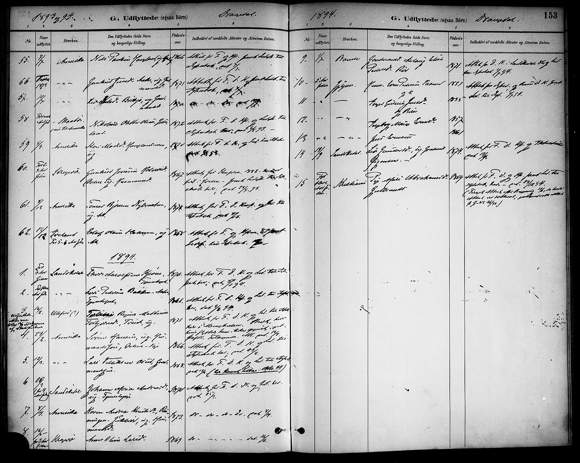 Drangedal kirkebøker, SAKO/A-258/F/Fa/L0011: Parish register (official) no. 11 /1, 1885-1894, p. 153