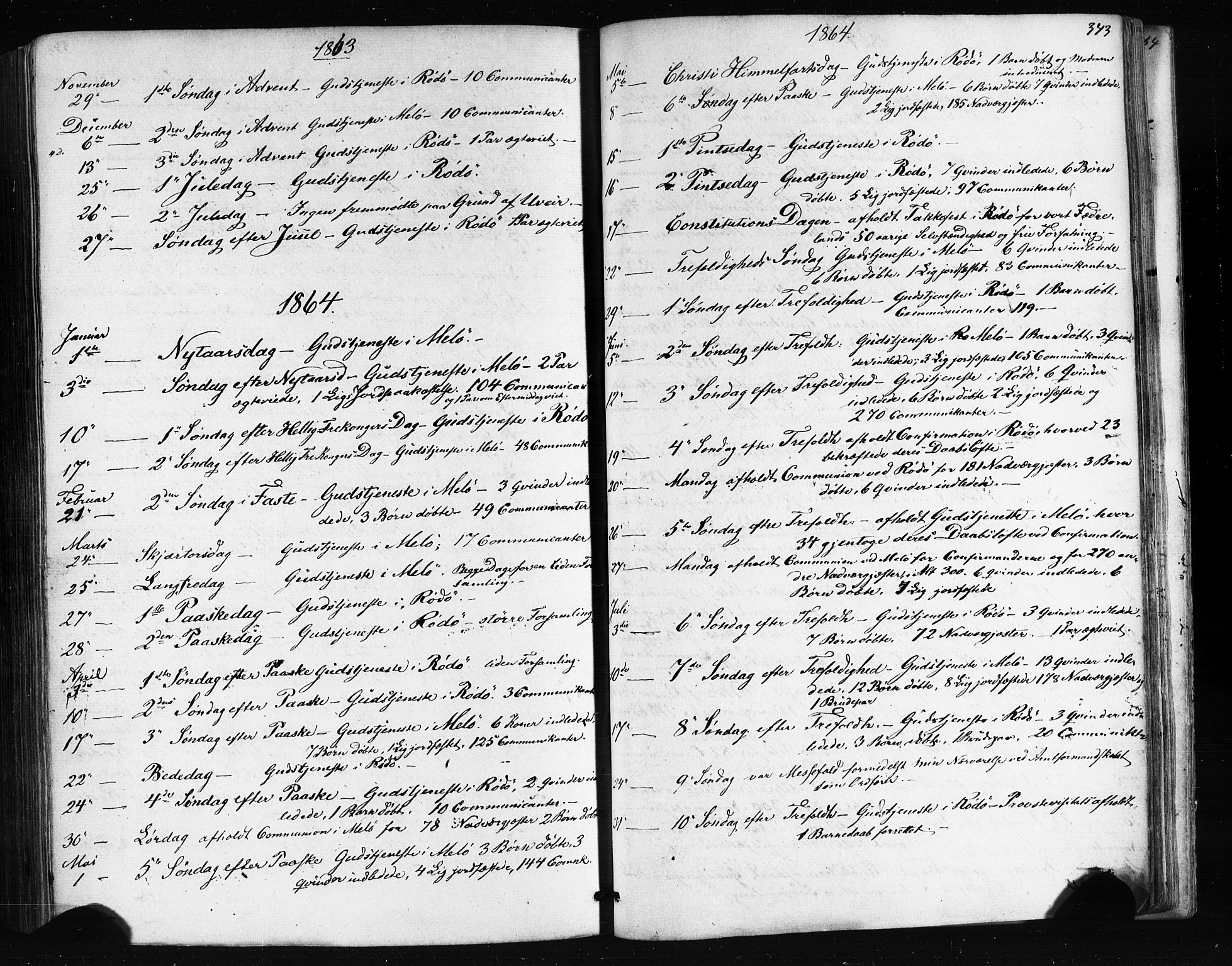 Ministerialprotokoller, klokkerbøker og fødselsregistre - Nordland, AV/SAT-A-1459/841/L0607: Parish register (official) no. 841A11 /1, 1863-1877, p. 343