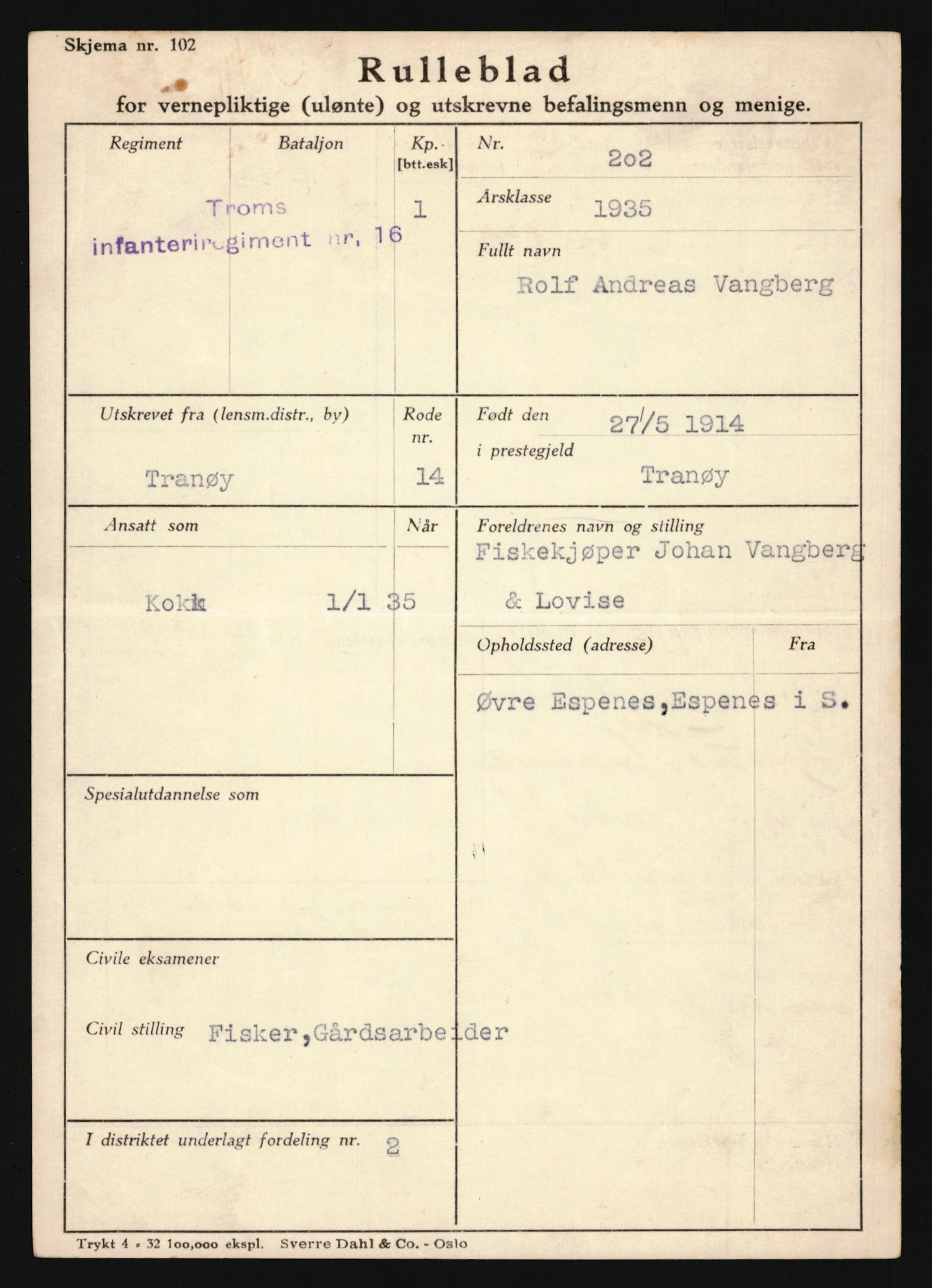 Forsvaret, Troms infanteriregiment nr. 16, AV/RA-RAFA-3146/P/Pa/L0019: Rulleblad for regimentets menige mannskaper, årsklasse 1935, 1935, p. 1243