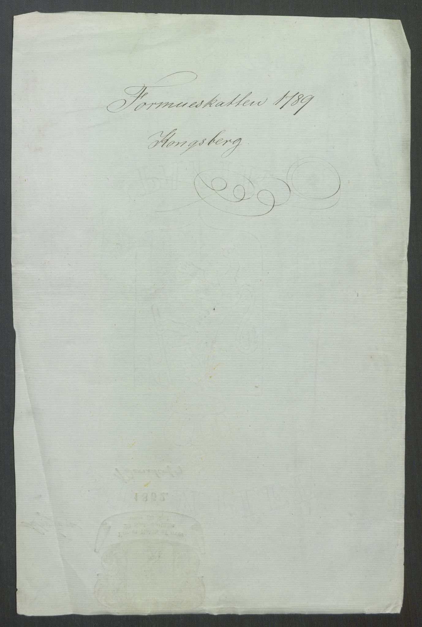 Rentekammeret inntil 1814, Reviderte regnskaper, Mindre regnskaper, AV/RA-EA-4068/Rf/Rfe/L0019: Jæren og Dalane fogderi, Kongsberg, 1789, p. 227