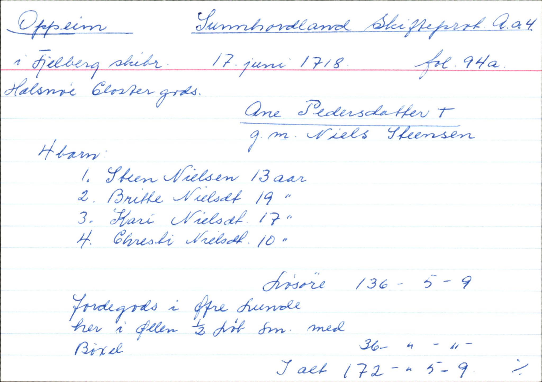 Skiftekort ved Statsarkivet i Bergen, SAB/SKIFTEKORT/004/L0003: Skifteprotokoll nr. 4, 1717-1722, p. 41