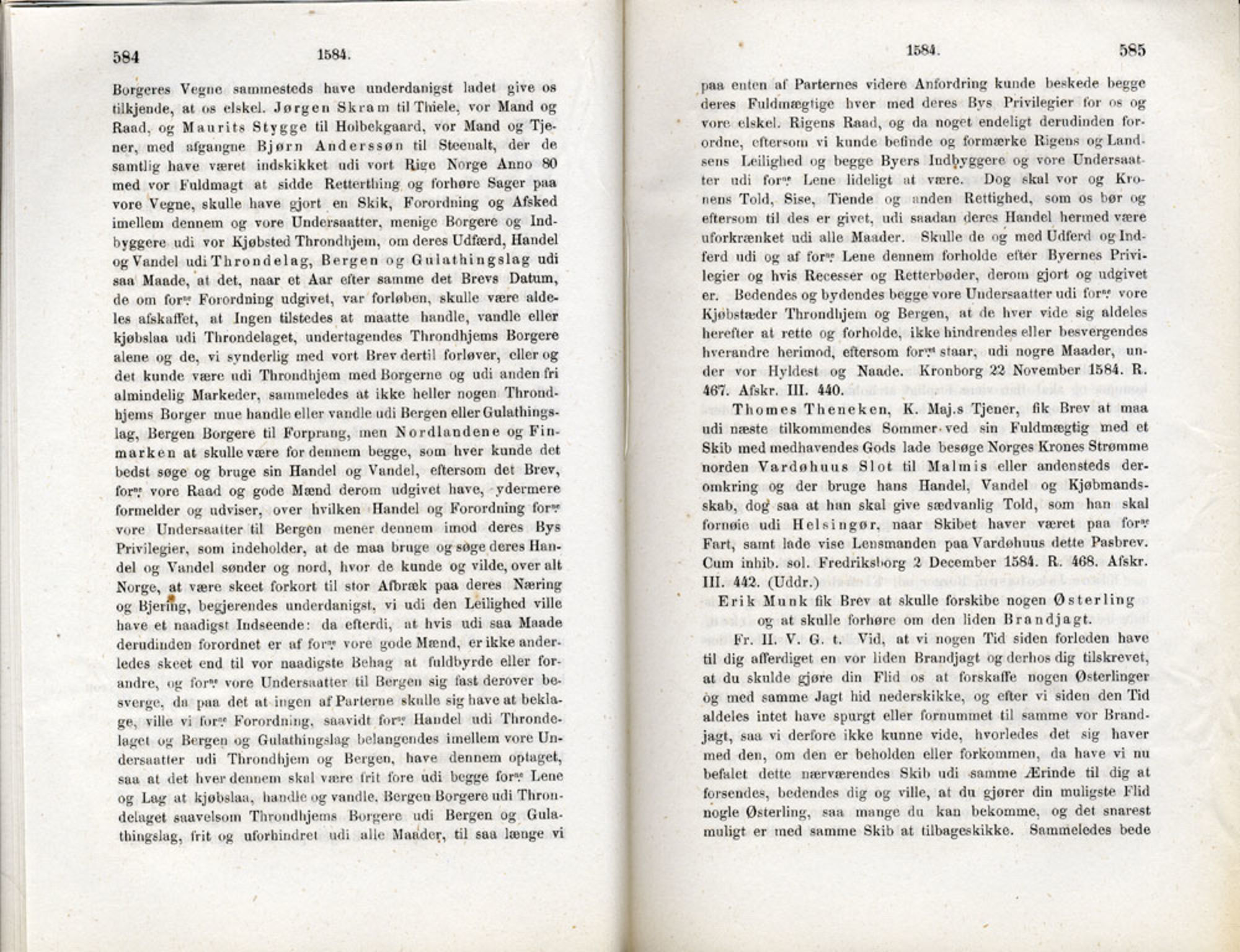 Publikasjoner utgitt av Det Norske Historiske Kildeskriftfond, PUBL/-/-/-: Norske Rigs-Registranter, bind 2, 1572-1588, p. 584-585