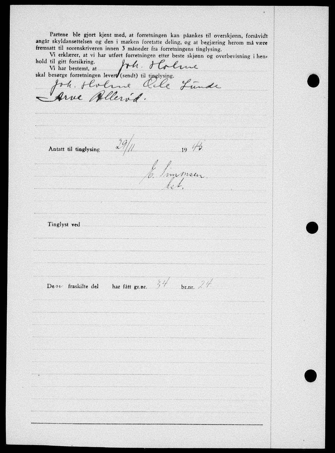 Onsøy sorenskriveri, SAO/A-10474/G/Ga/Gab/L0015: Mortgage book no. II A-15, 1945-1946, Diary no: : 1589/1945